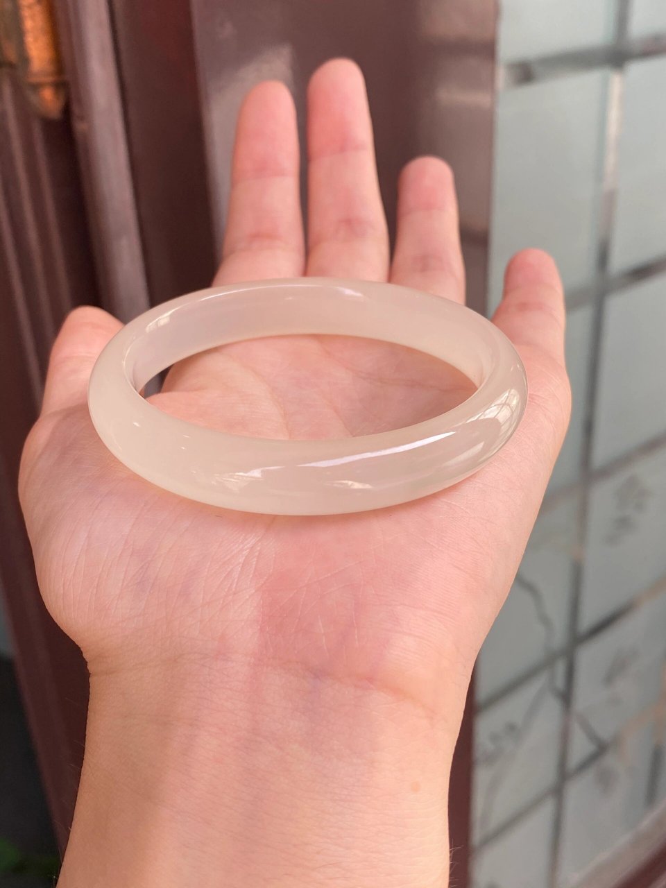 冰底质感,冰到没朋友～ 收藏级～和田玉白冰手镯,54圈口,平安镯,宽10.