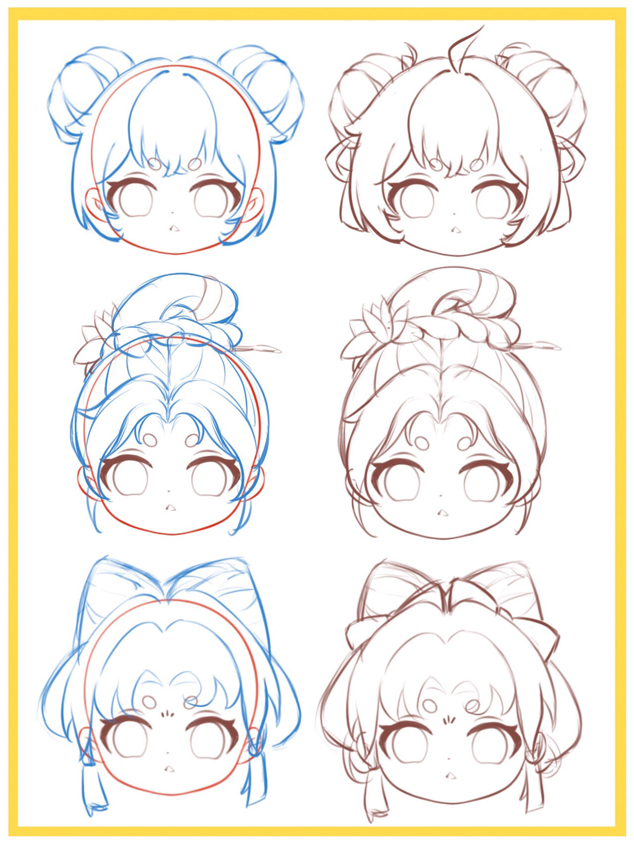 q版女生发型丨几种古风发型的画法