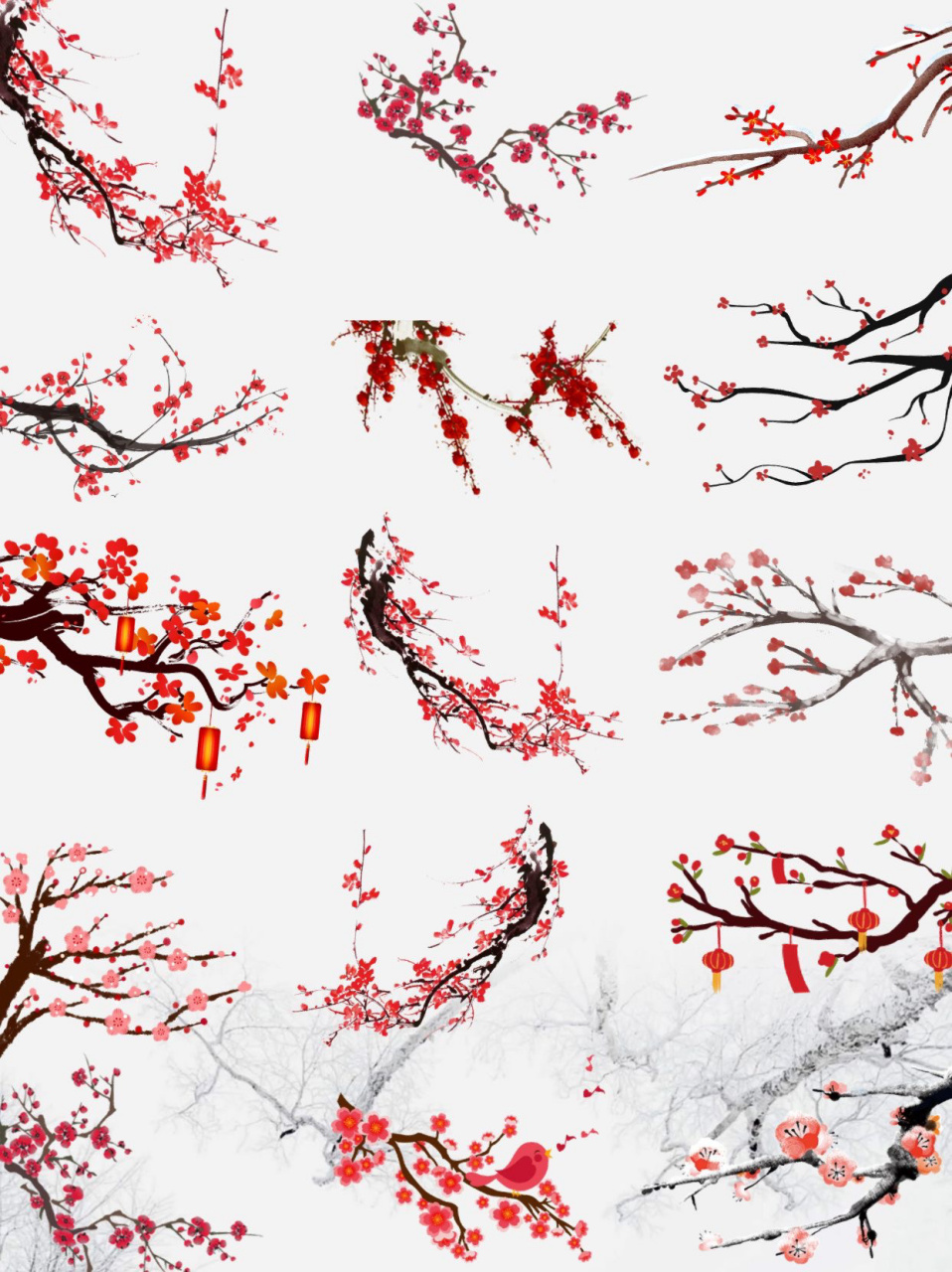 梅花素材|中式古风梅花免抠素材来啦97 早上好呀,7615大雪将至