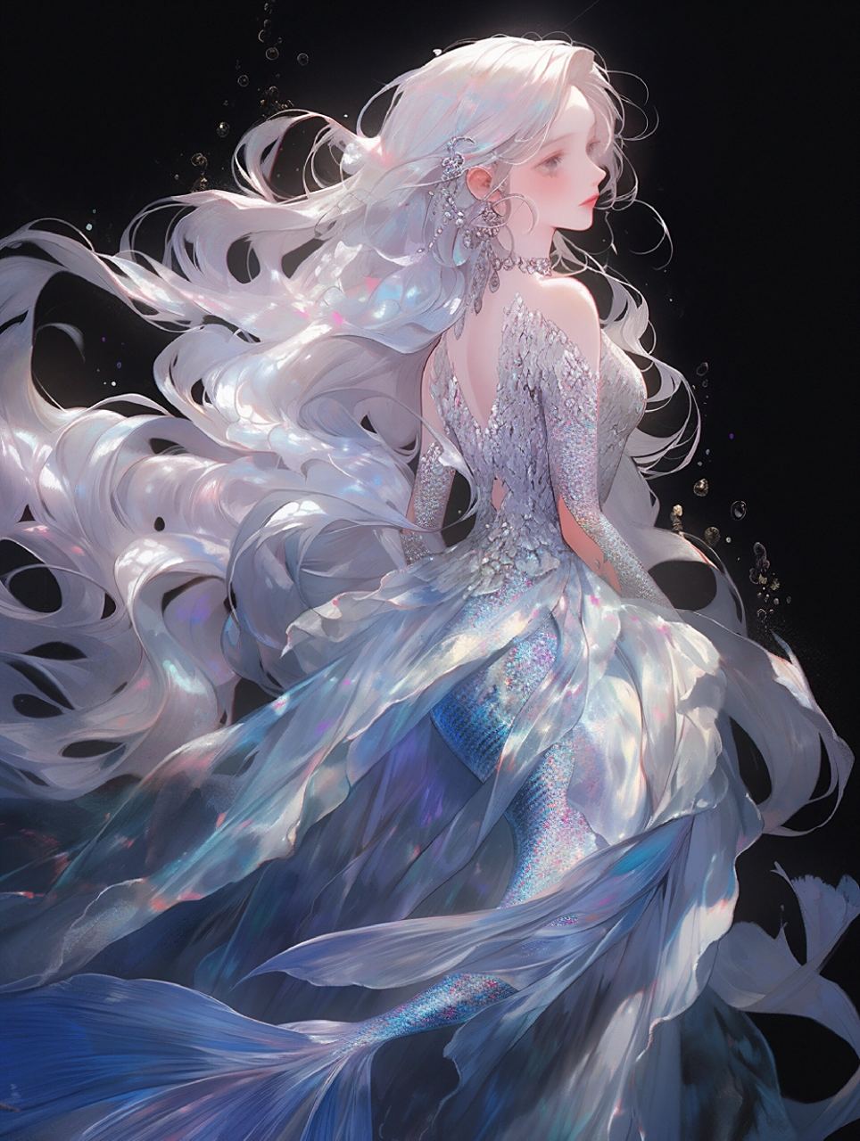 高级感美人鱼系列④人鱼公主 6图头像壁纸 蓝色系高级空灵感第二弹