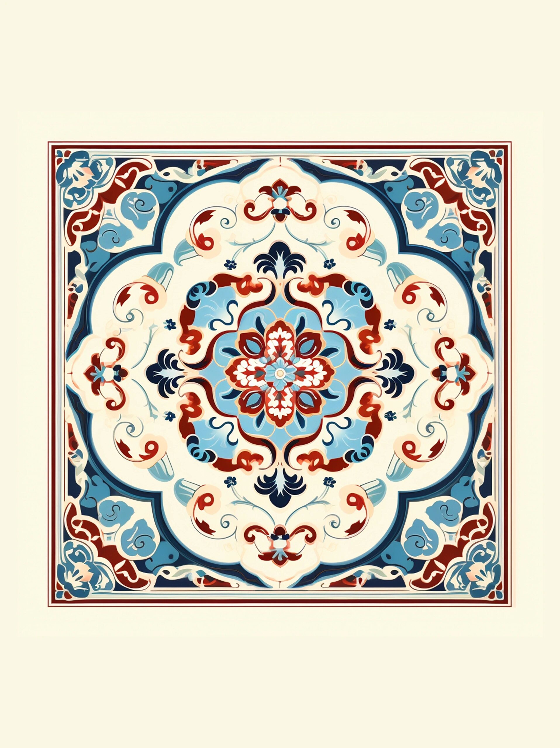 探索中国传统图案|敦煌风格的方形花纹 9496 901578方形