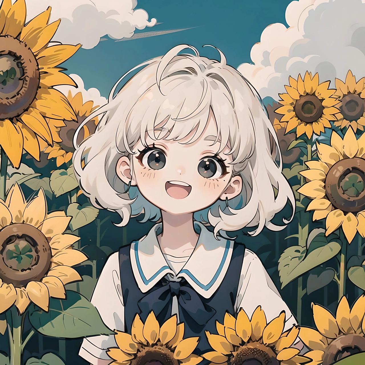 向日葵女孩 #新头像的魅力# #好看的女生头像# #好看头像# #漫画头像