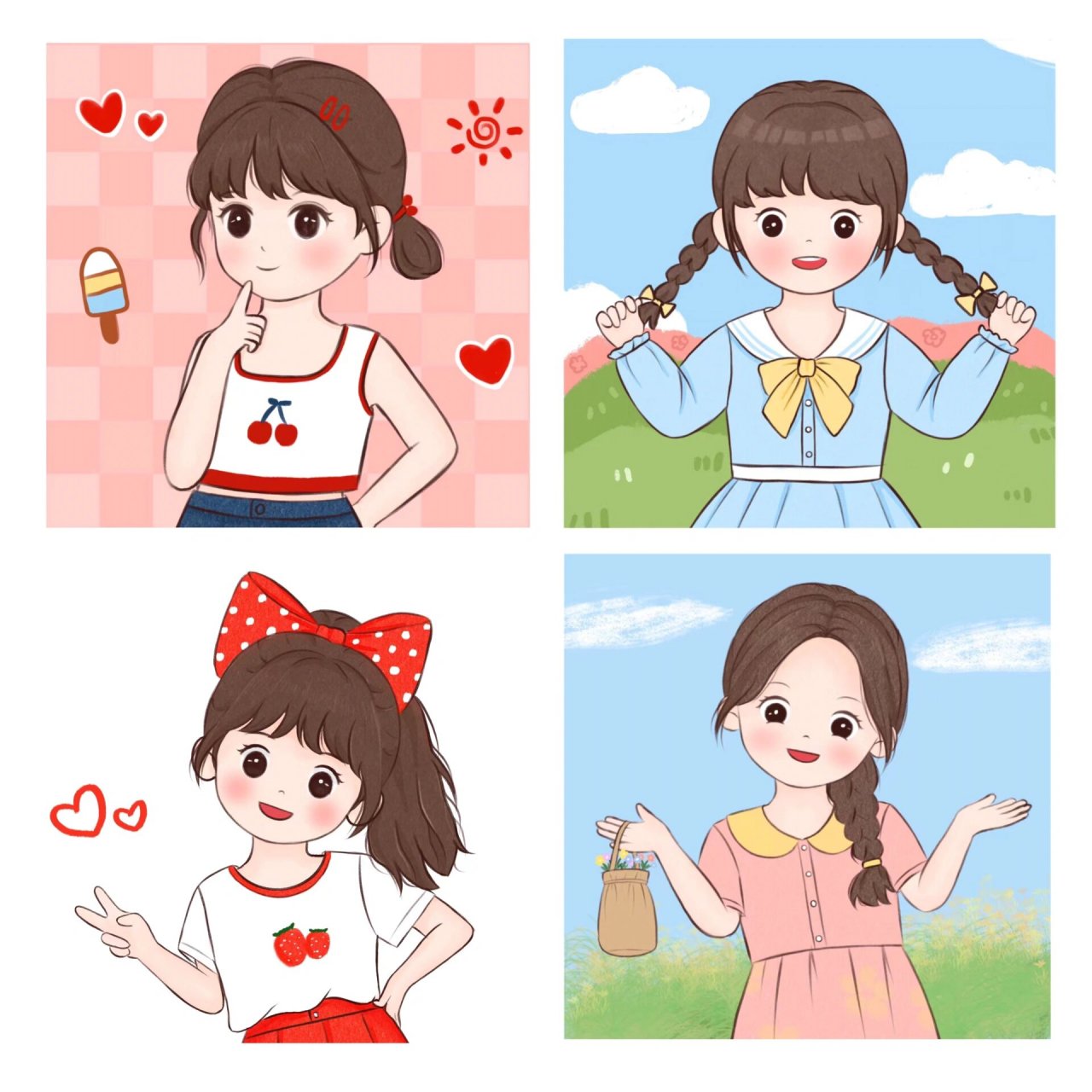 头像合集|可爱女生头像 手绘头像#q版人物# #可爱头像# #手绘头像