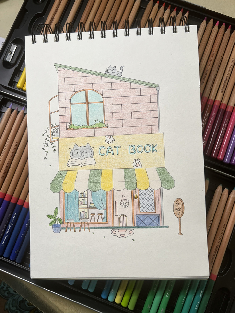猫咪书屋(彩铅画.