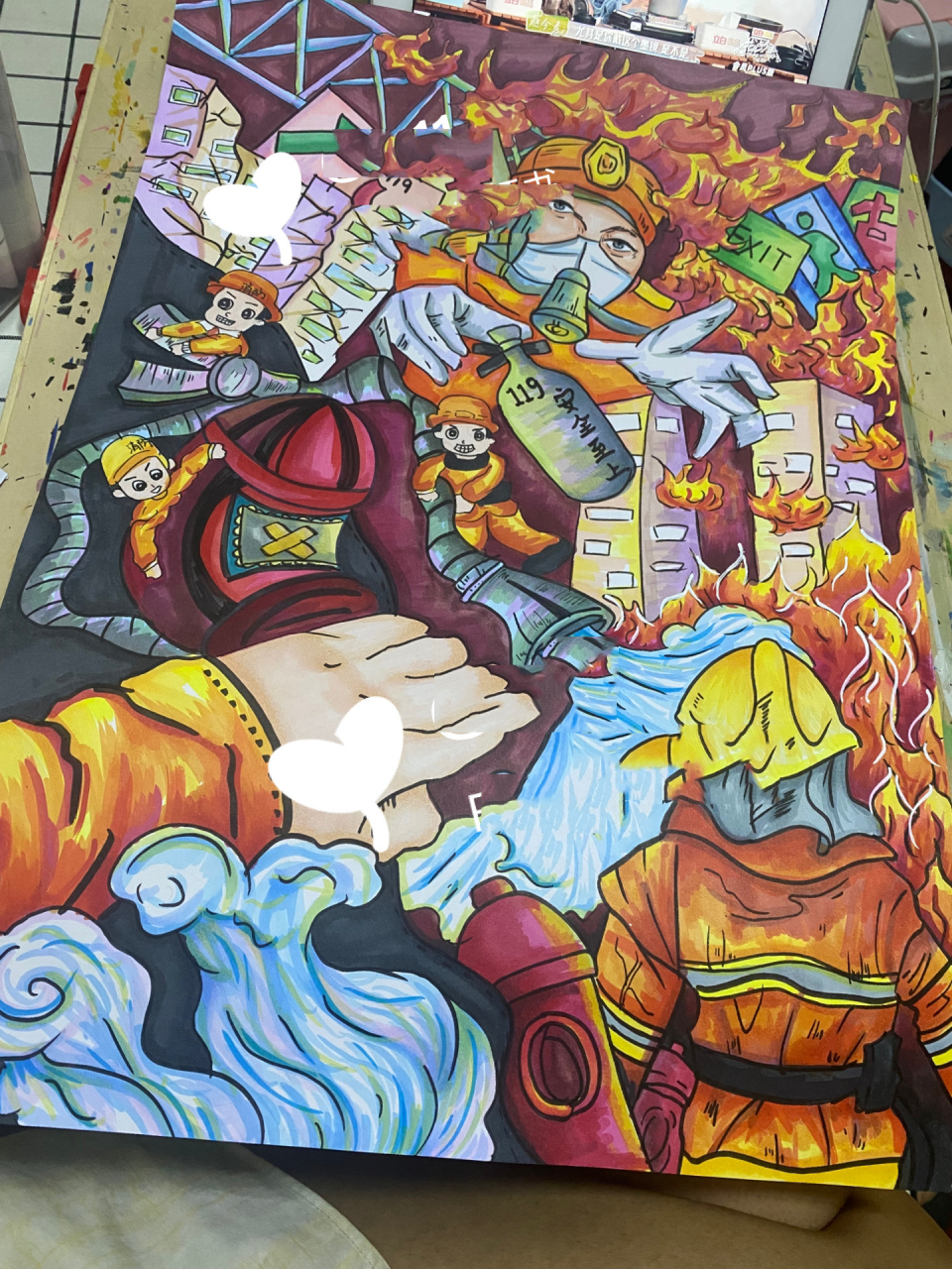 消防绘画   致敬烈火英雄