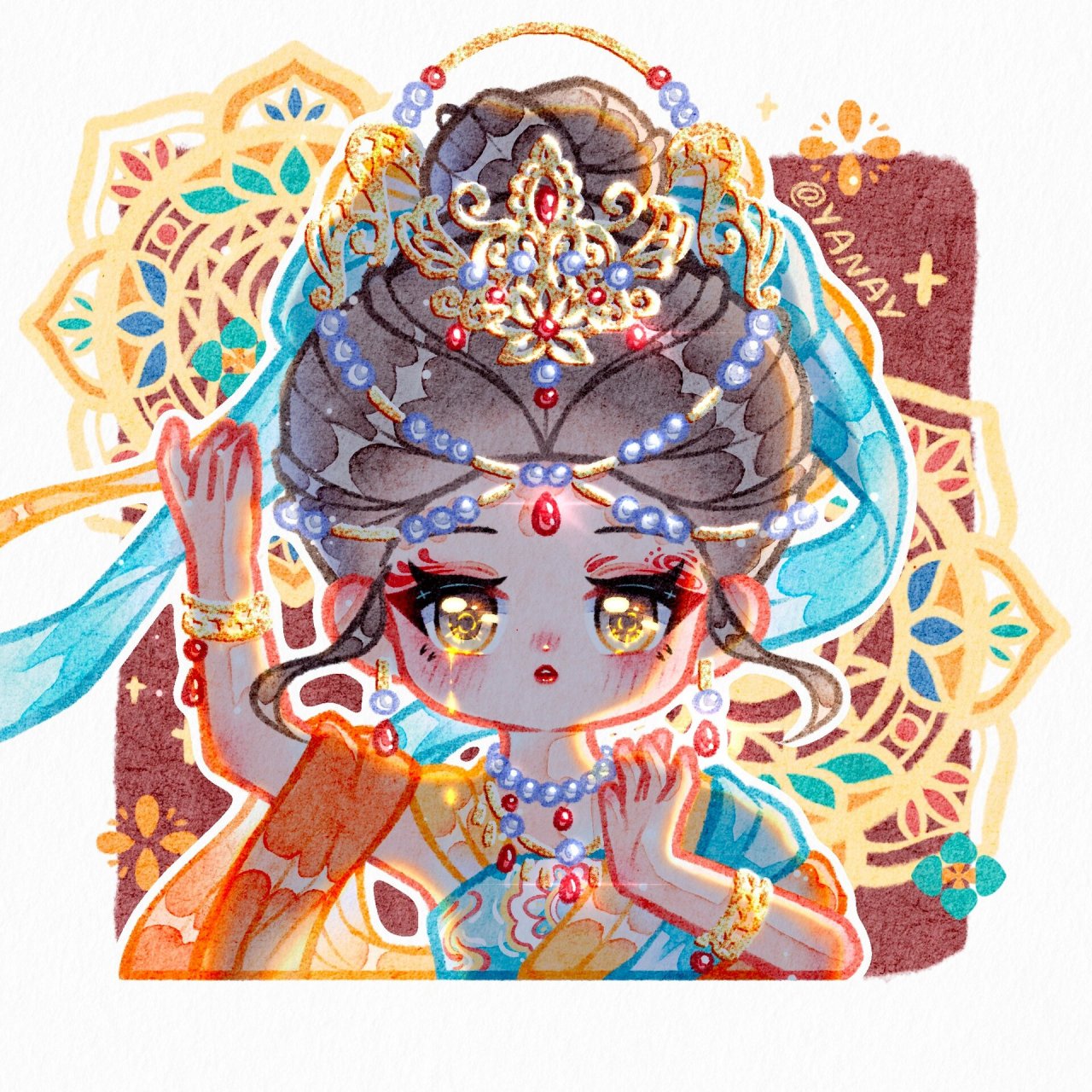 q版头像12/30 | 古风敦煌少女 "千年一梦,一梦敦煌～" 	 最近画简单小