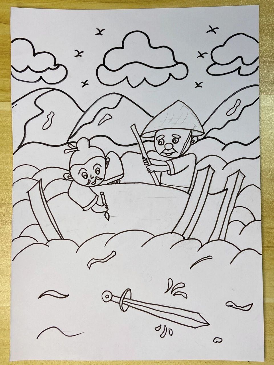 马克笔|《刻舟求剑》寓言故事绘画步骤