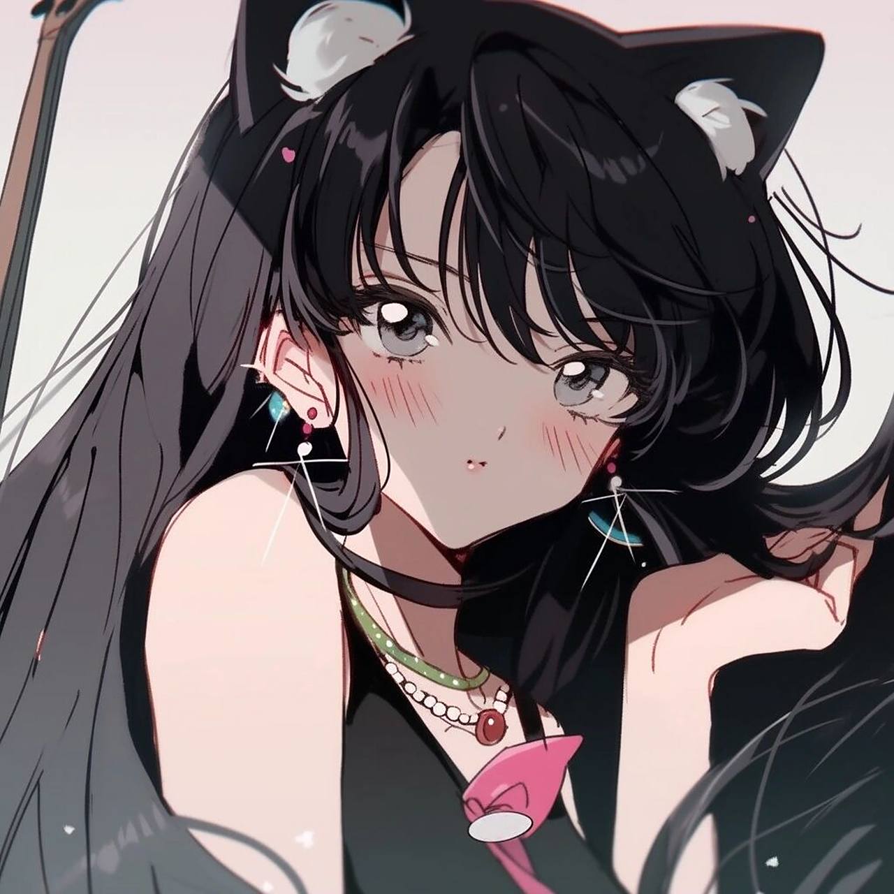 midjourney|旧漫头像-复古蒸汽波-甜酷猫女