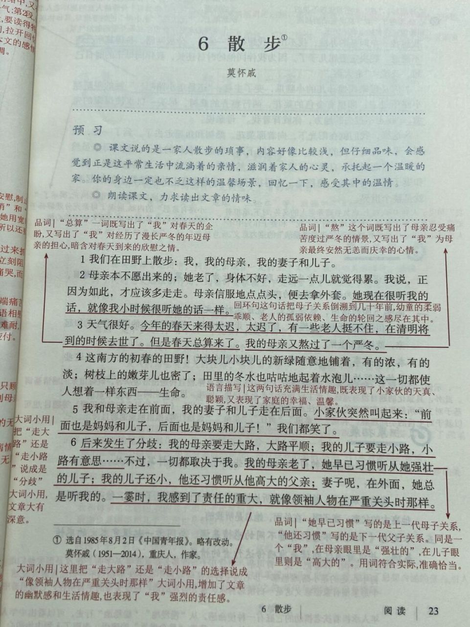七年级上册语文第二单元第二课 《散步》笔记 #七年级上册语文笔记