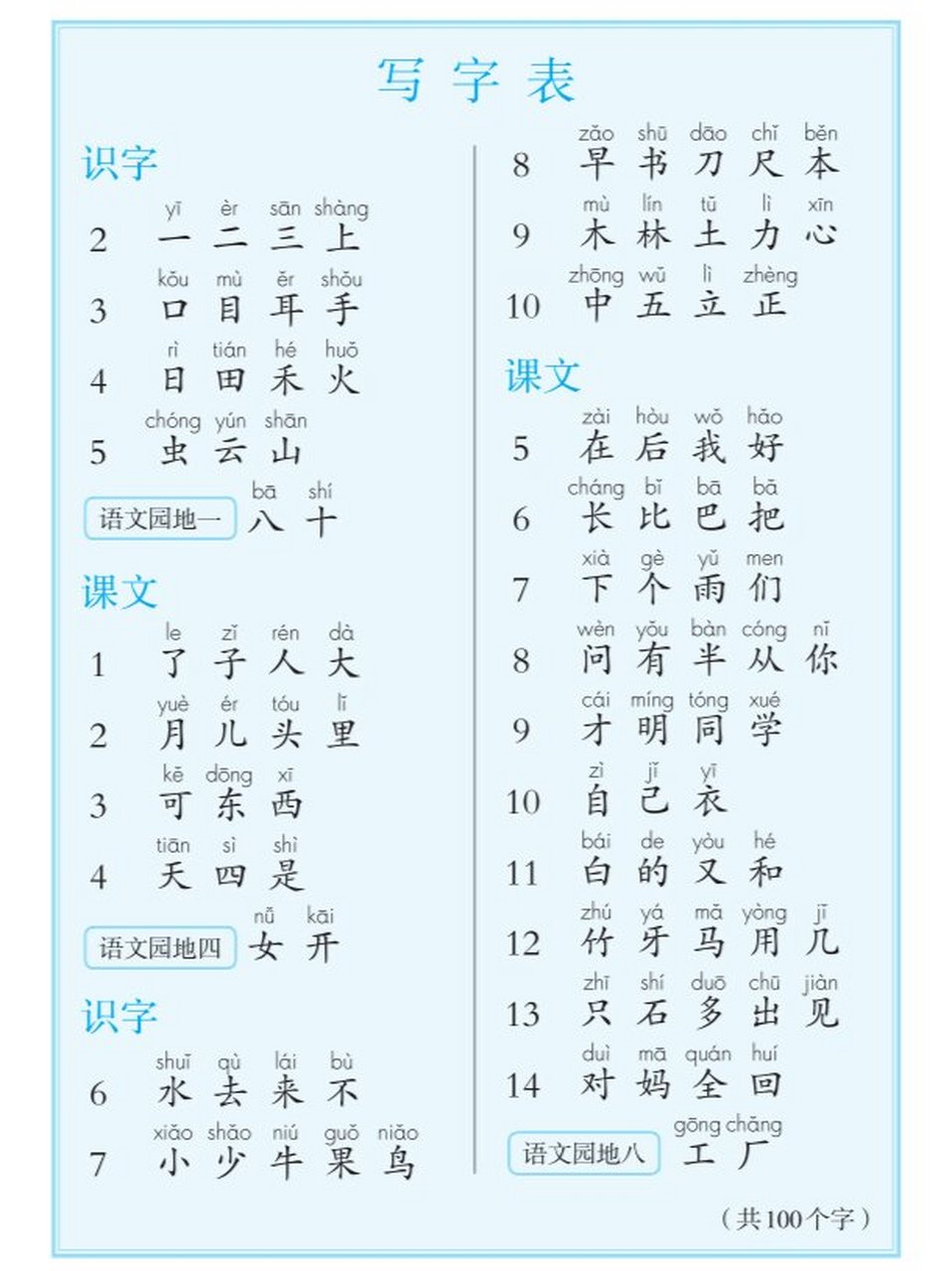 一年级练字帖字体大全图片