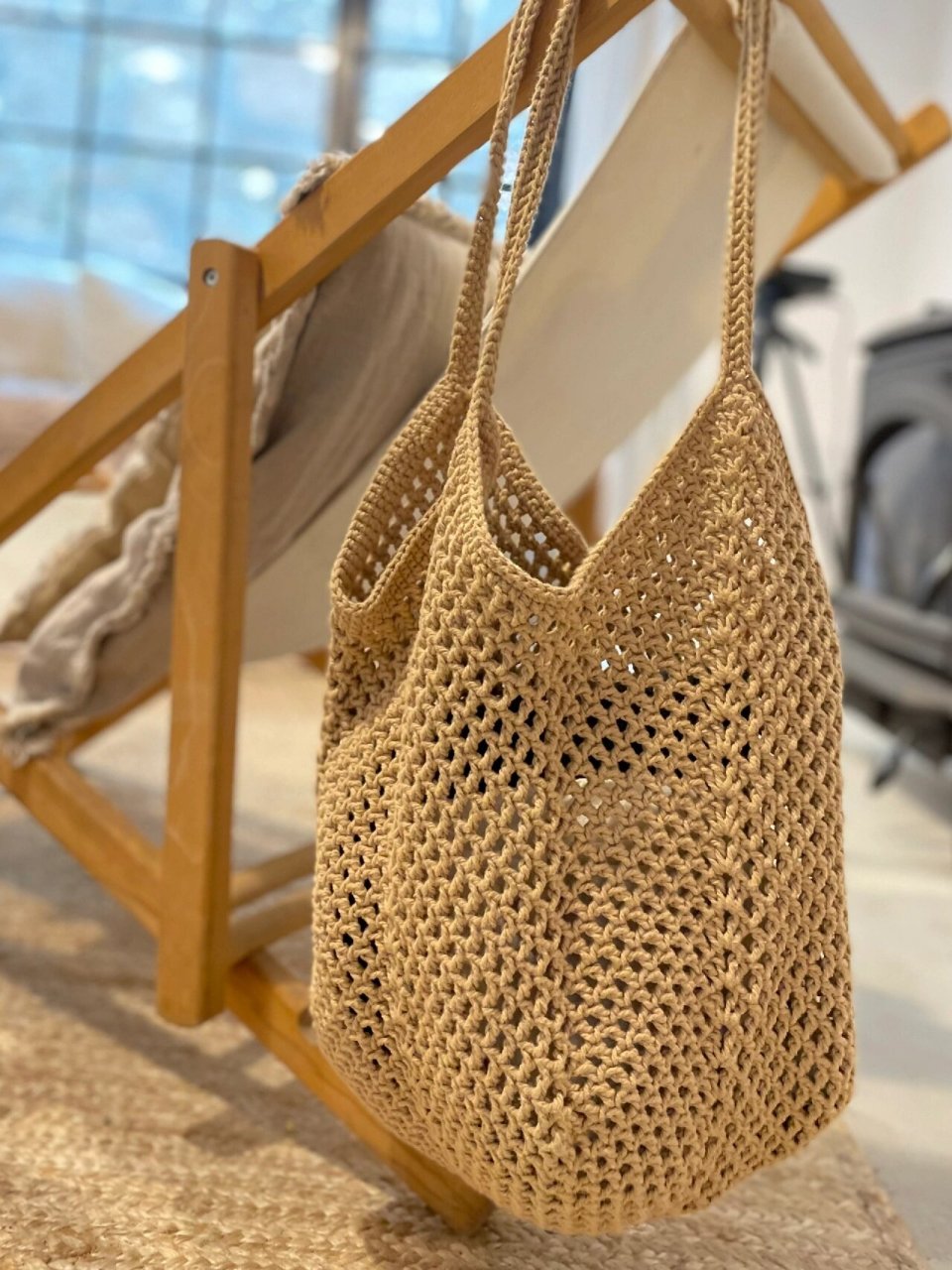 钩织 | 文艺菜篮子网格包包 附图解 文艺穿搭必备单品,超级出片哦