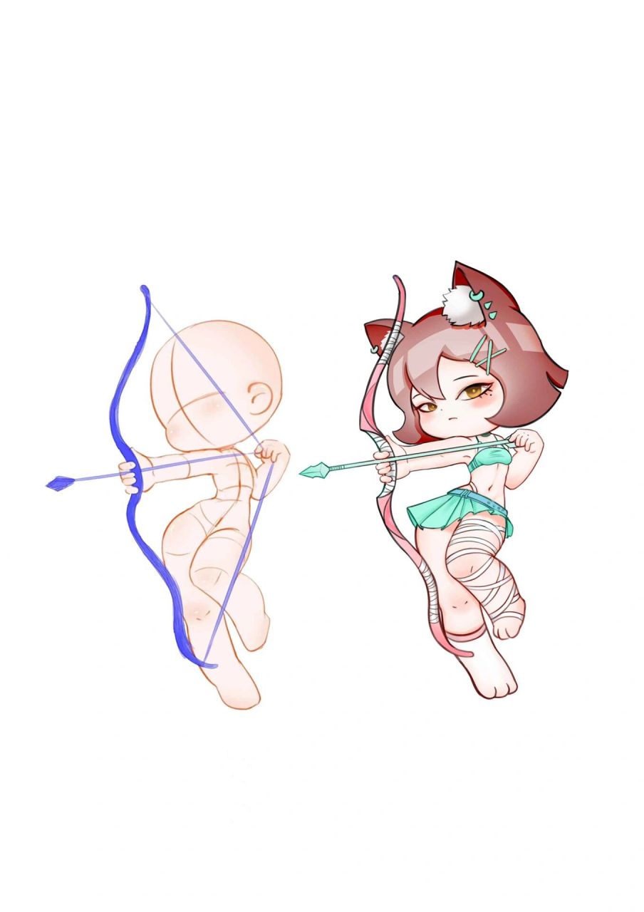 【速写】模板应用|sexy小射手|q版动态|q版 一击毙命 很喜欢这个动态