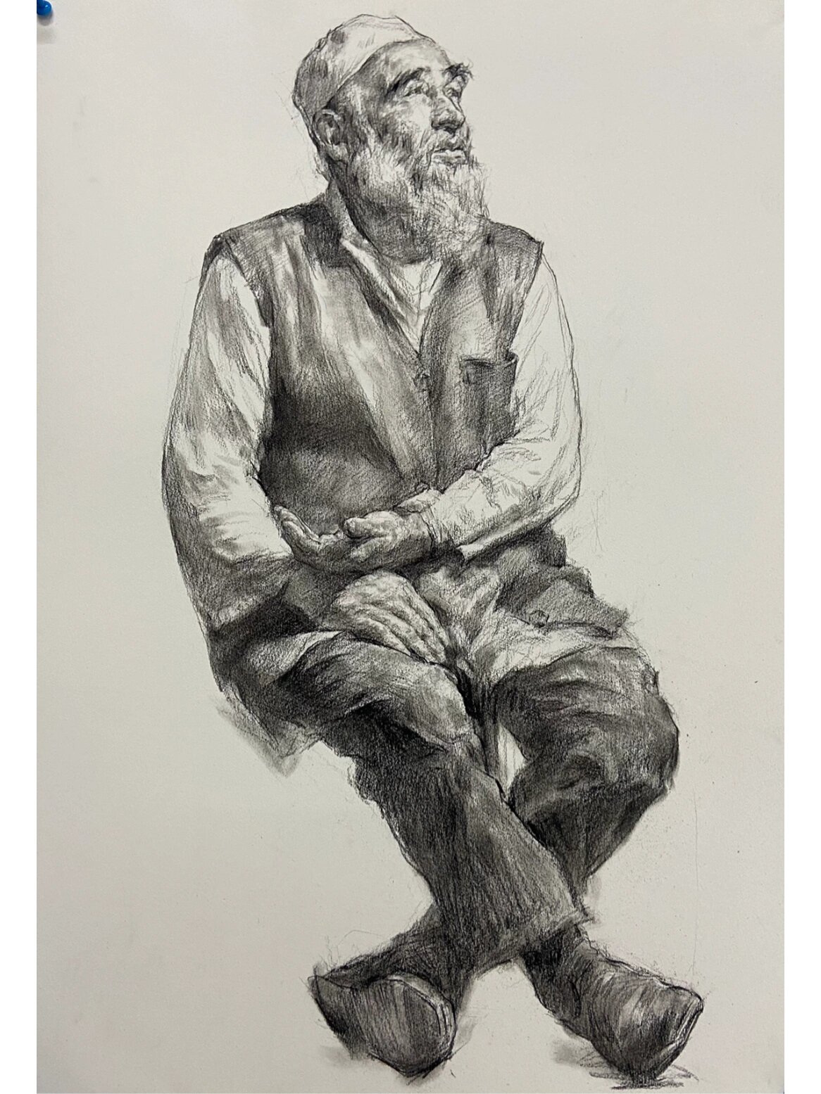 素描全身像～新疆老大爷