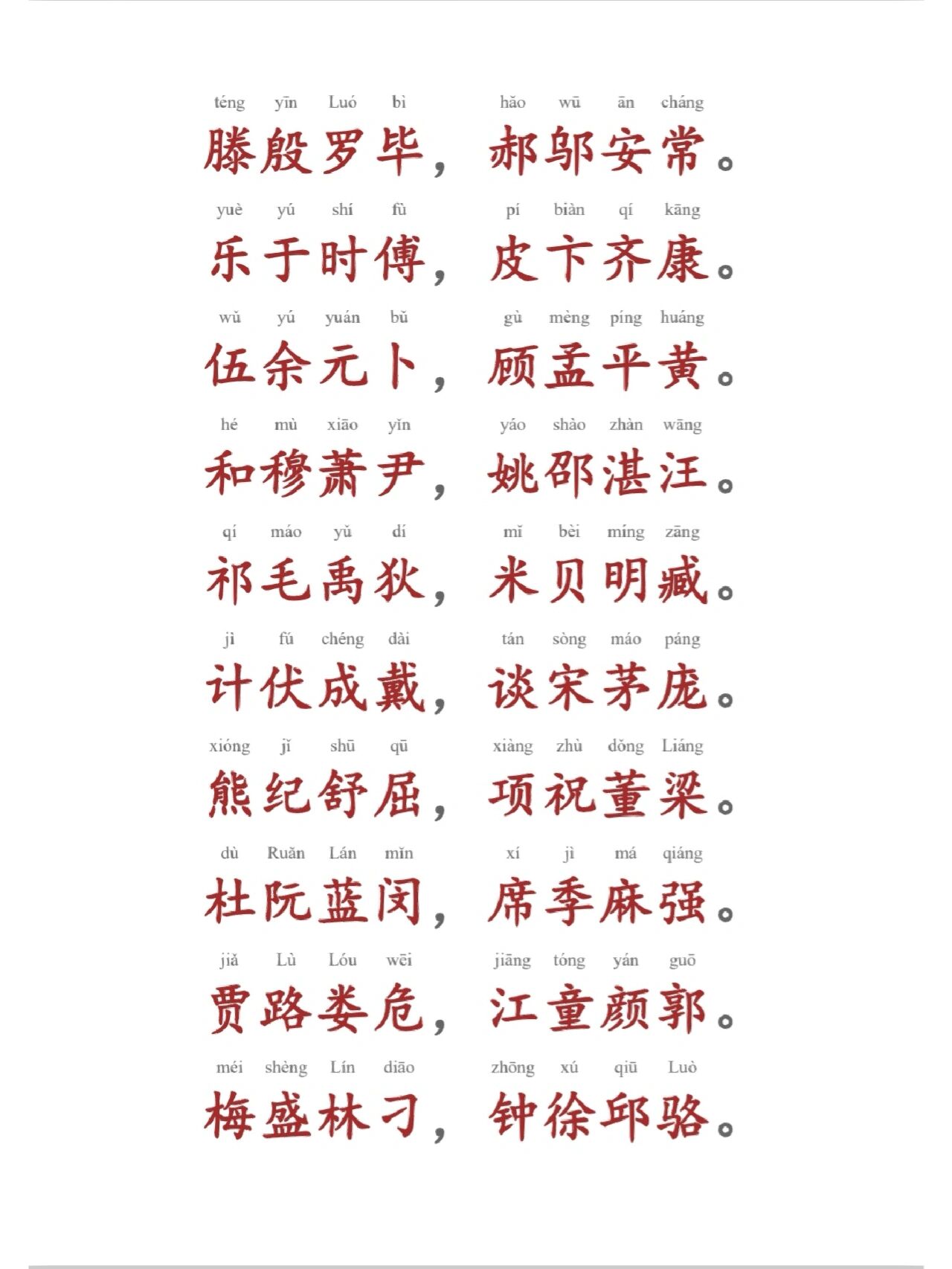 百家姓(带拼音)