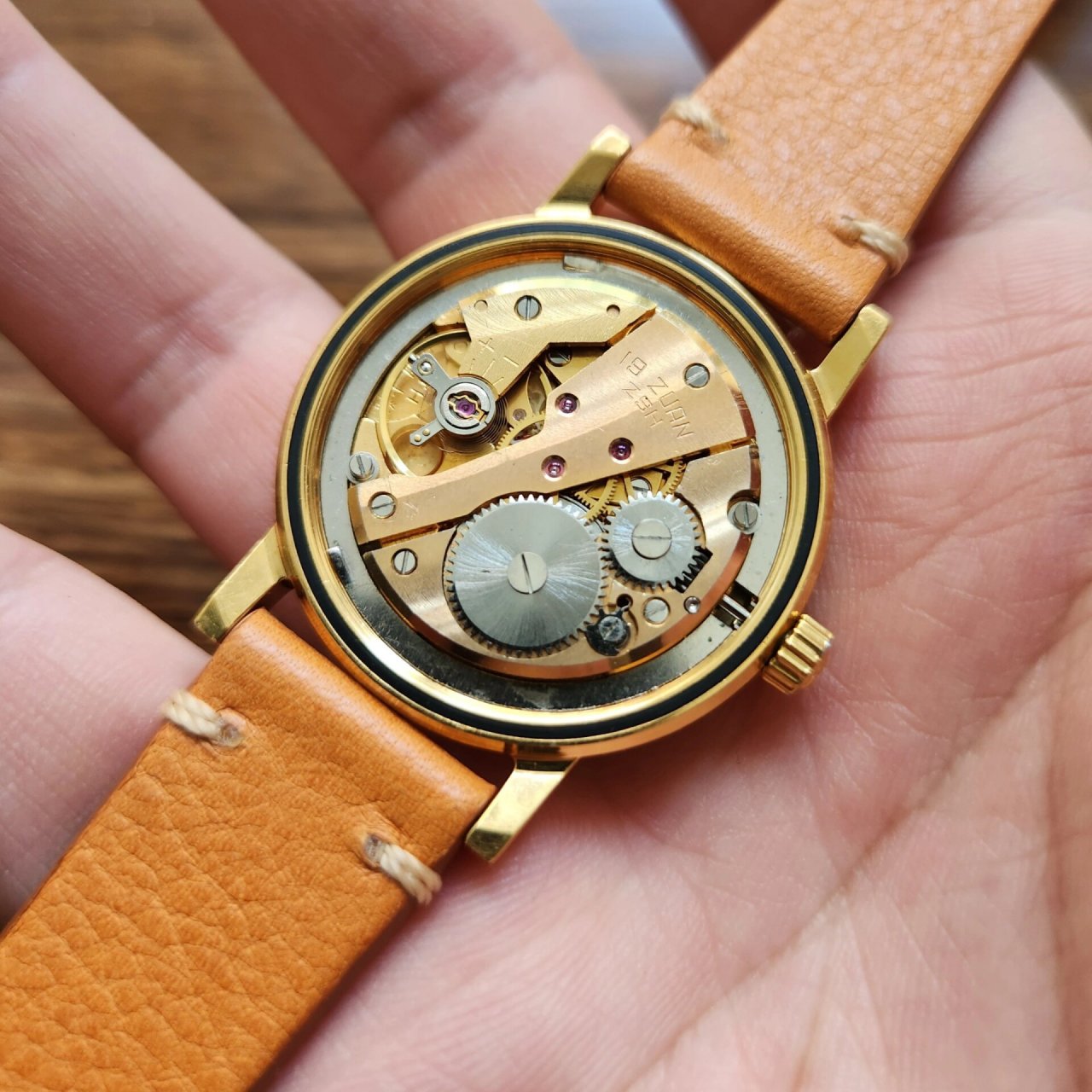 老上海手表ss7镀金版 1983年生产,极少见版本,精磨镀金机芯,整体不错
