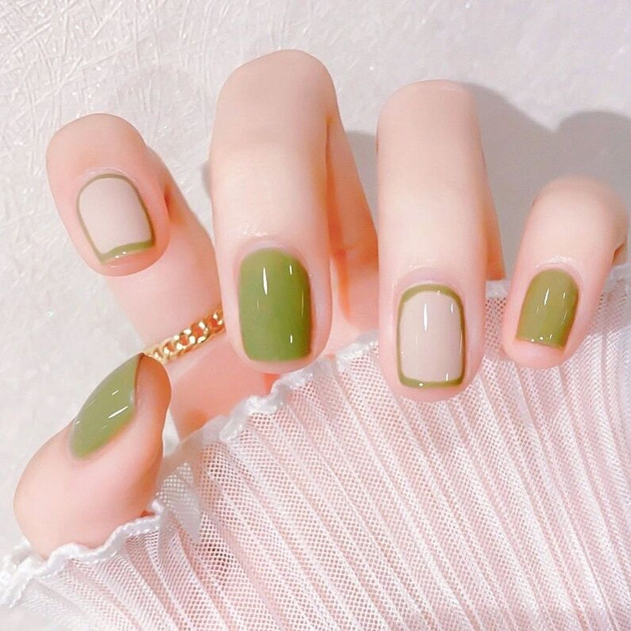 夏日显白绿色系短款美甲合集9799           指尖上的夏天95