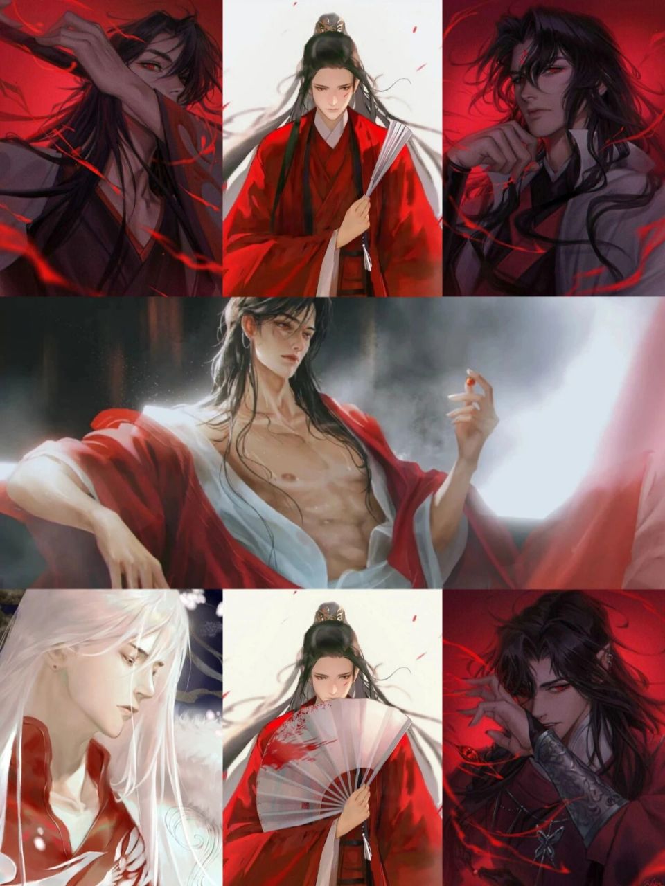 红衣江湖!古风手绘 仙气插画 ,美男壁纸 一袭红衣 叱诧江湖