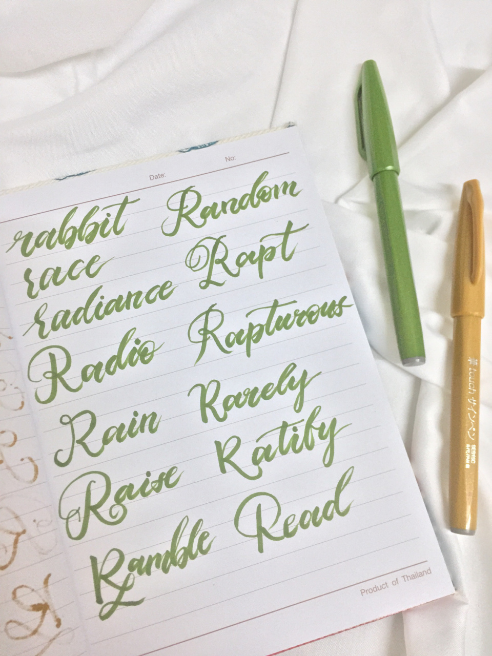 字母r英文花体字 brush lettering 笔:派通touch