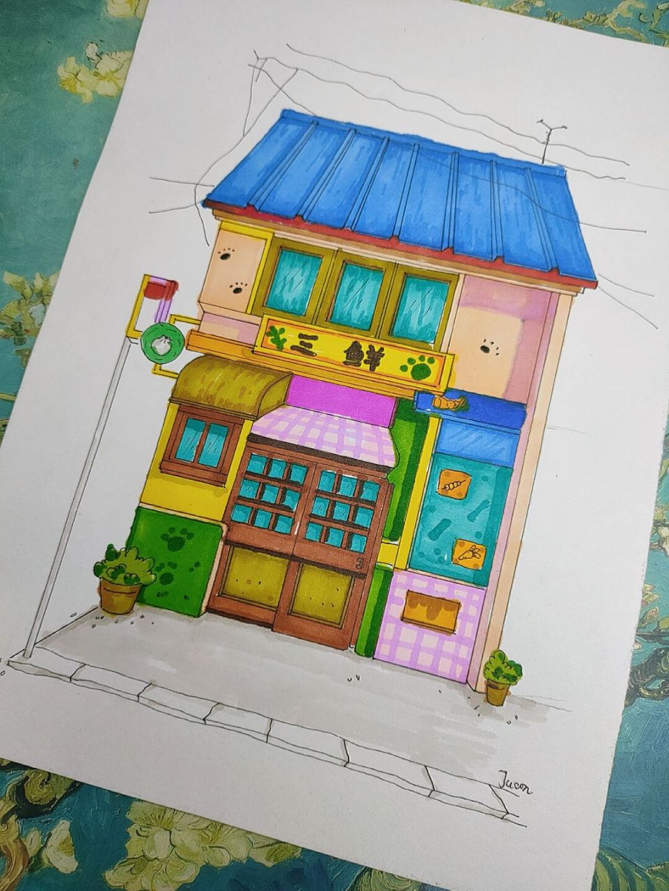 马克笔房子临摹 #马克笔# #马克笔手绘# #马克笔绘画教程# #建筑手绘