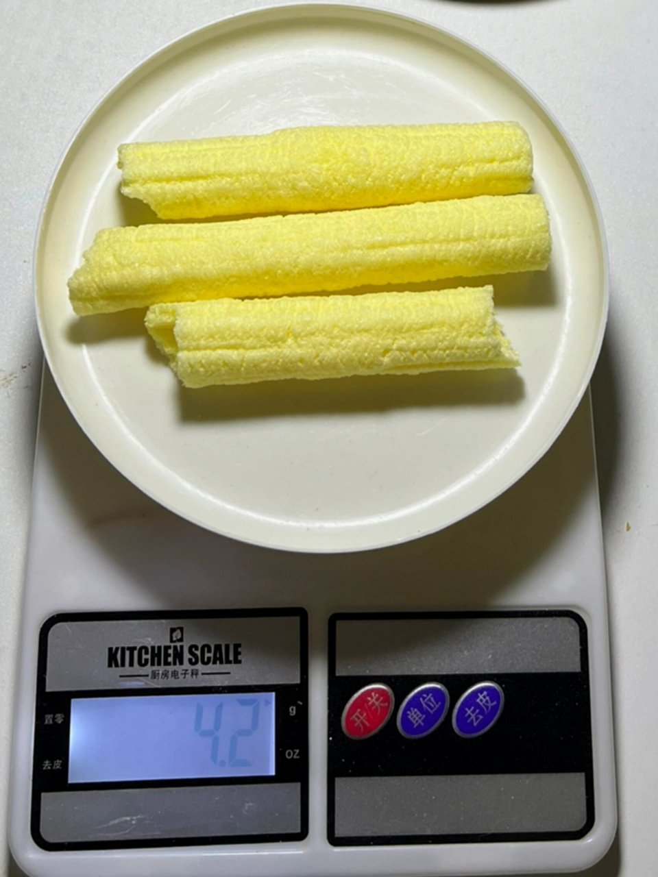 一根玉米棒热量 重量:4.2g 热量:15大卡