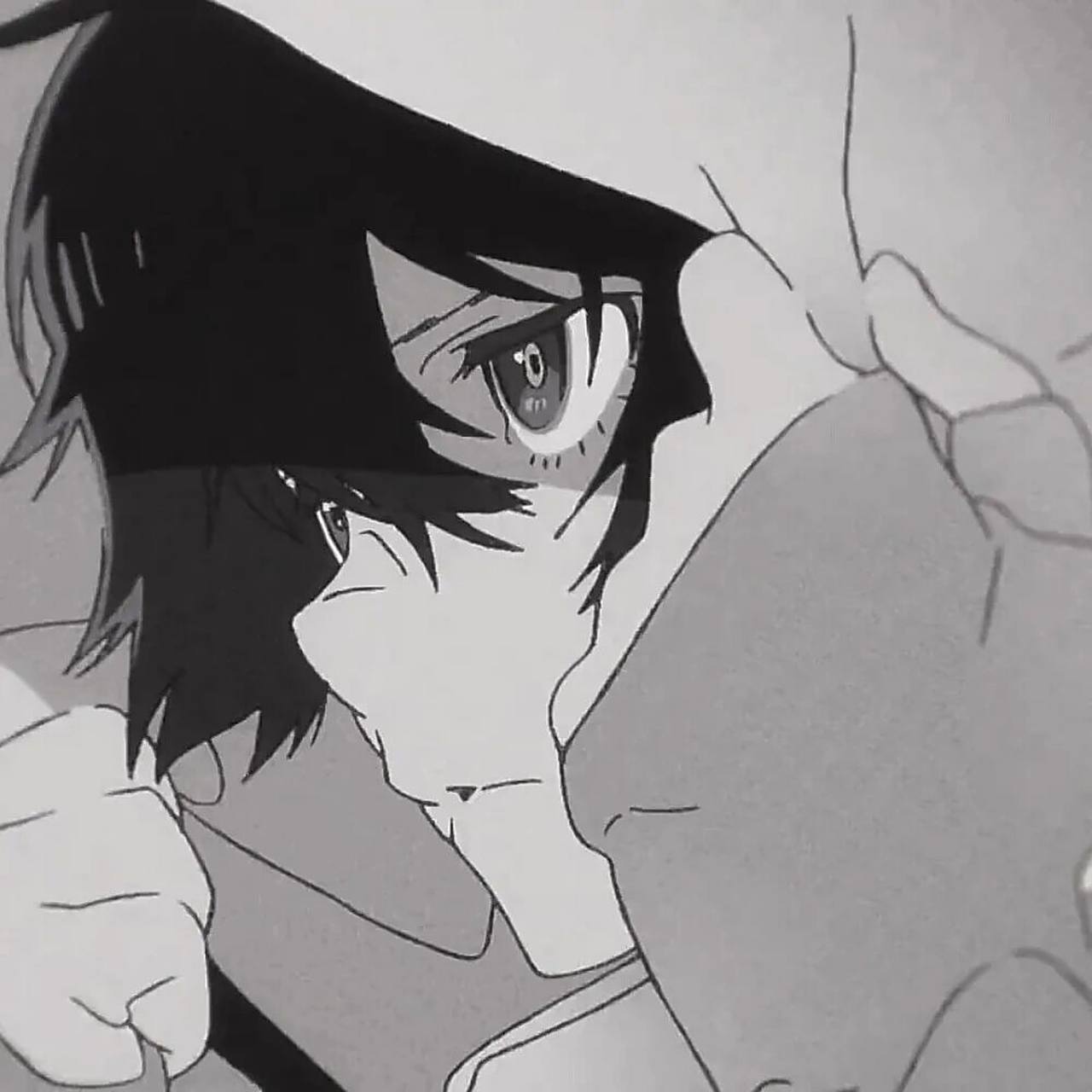 黑白动漫男生头像 敲稀罕鸭.