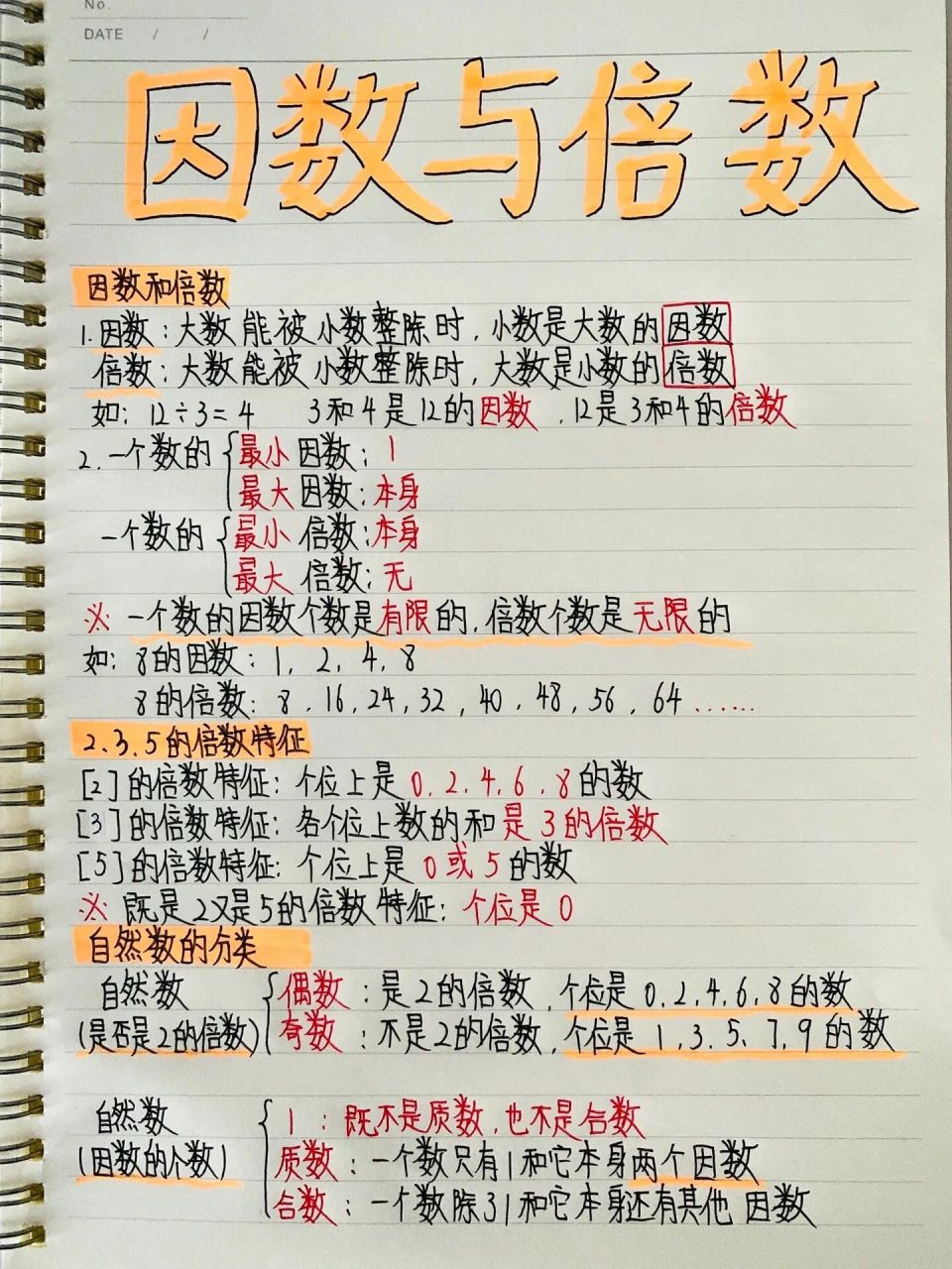 倍数与因数笔记97建议收藏  五年级重点!