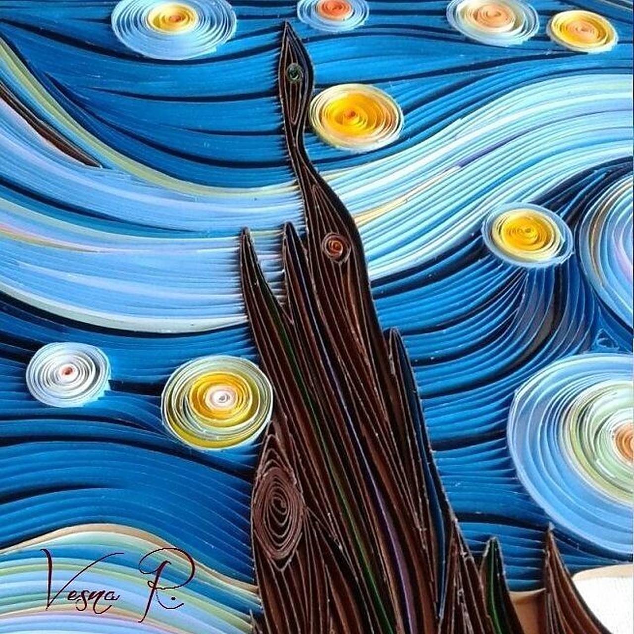 纸艺|衍纸:卷卷卷6015用卷纸重现94世界名画6015 作品分享