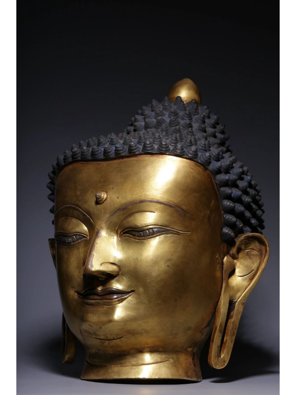 清代铜鎏金释迦牟尼佛头 清代,铜鎏金释迦牟尼佛头 高40.