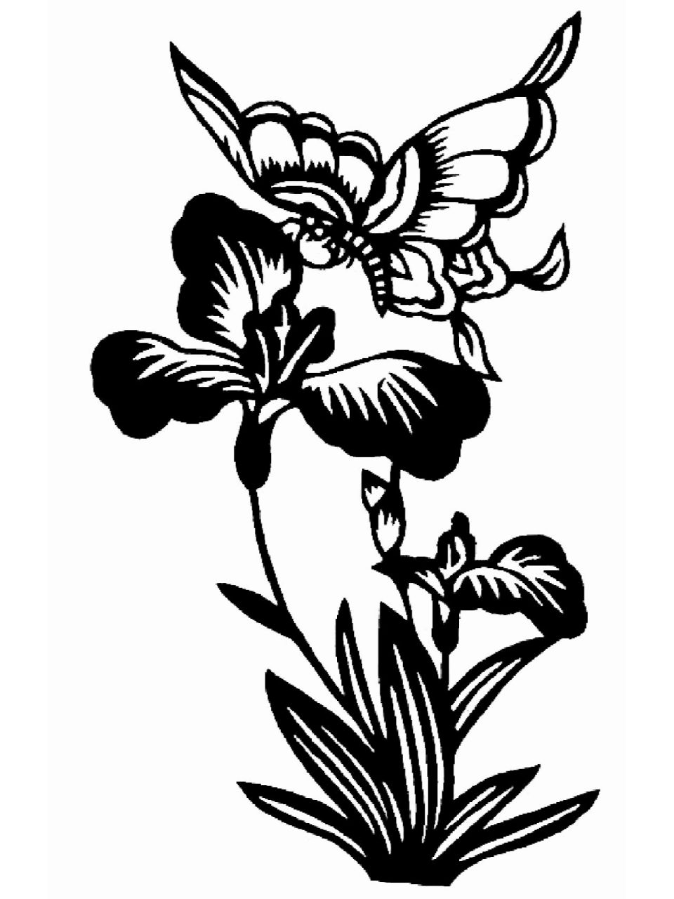 [蝶恋花]黑白剪纸刻纸底稿