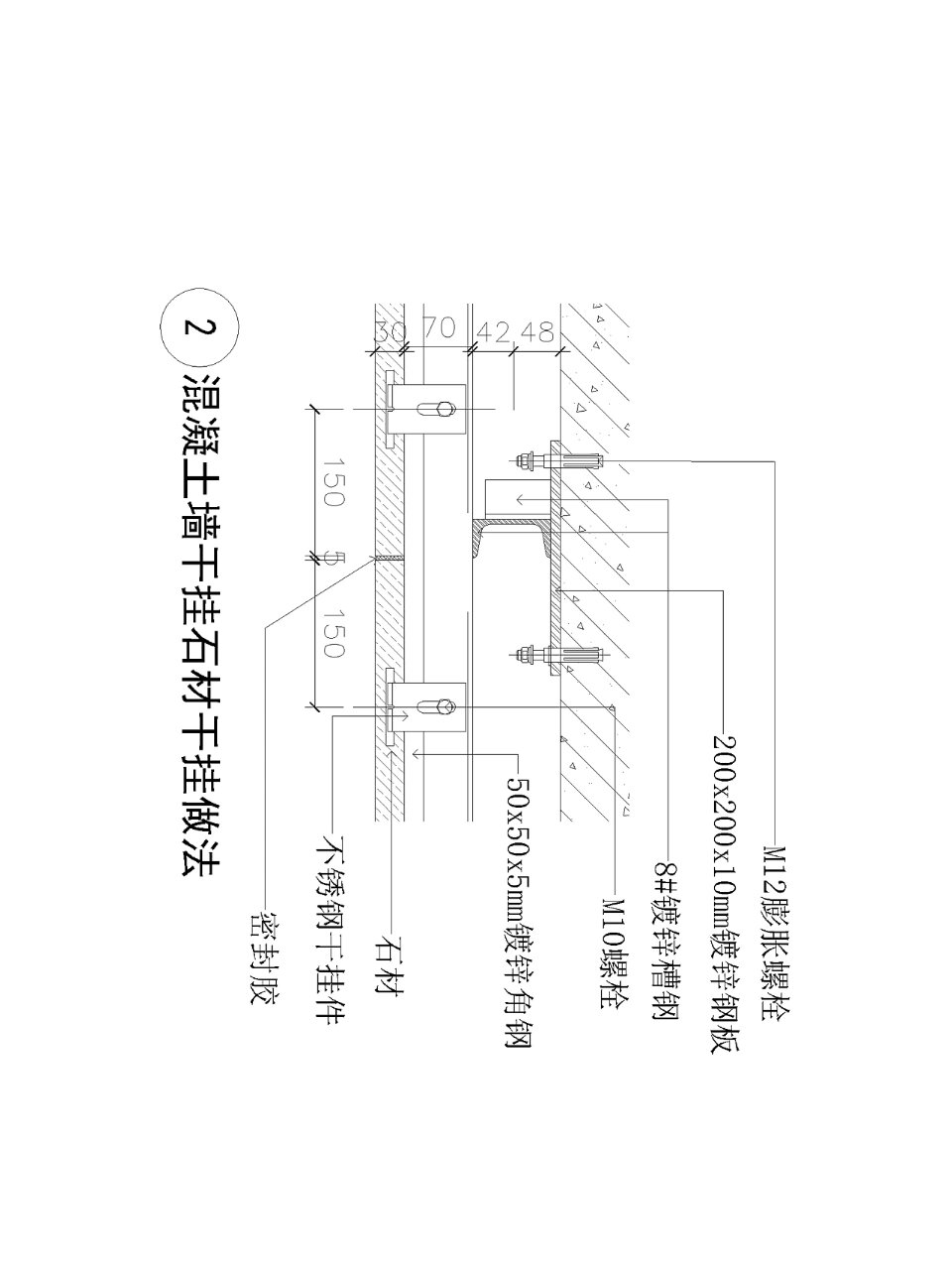 一日一节点86: 混凝土墙干挂石材干挂做法