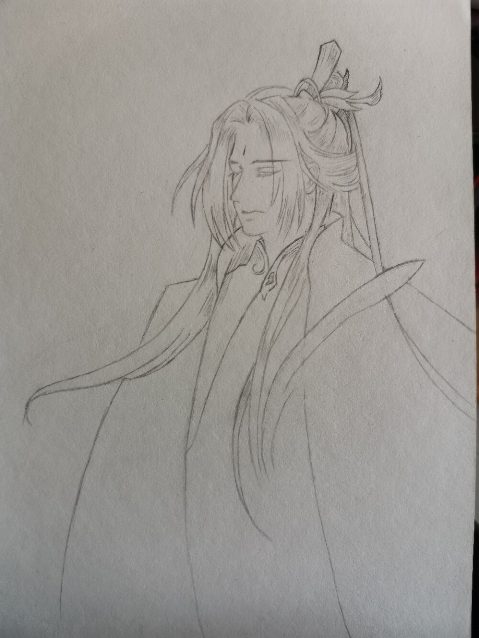 古风男子,铅笔画临摹 今天用了六个小时画完,可能我画的比较拖拖拉拉