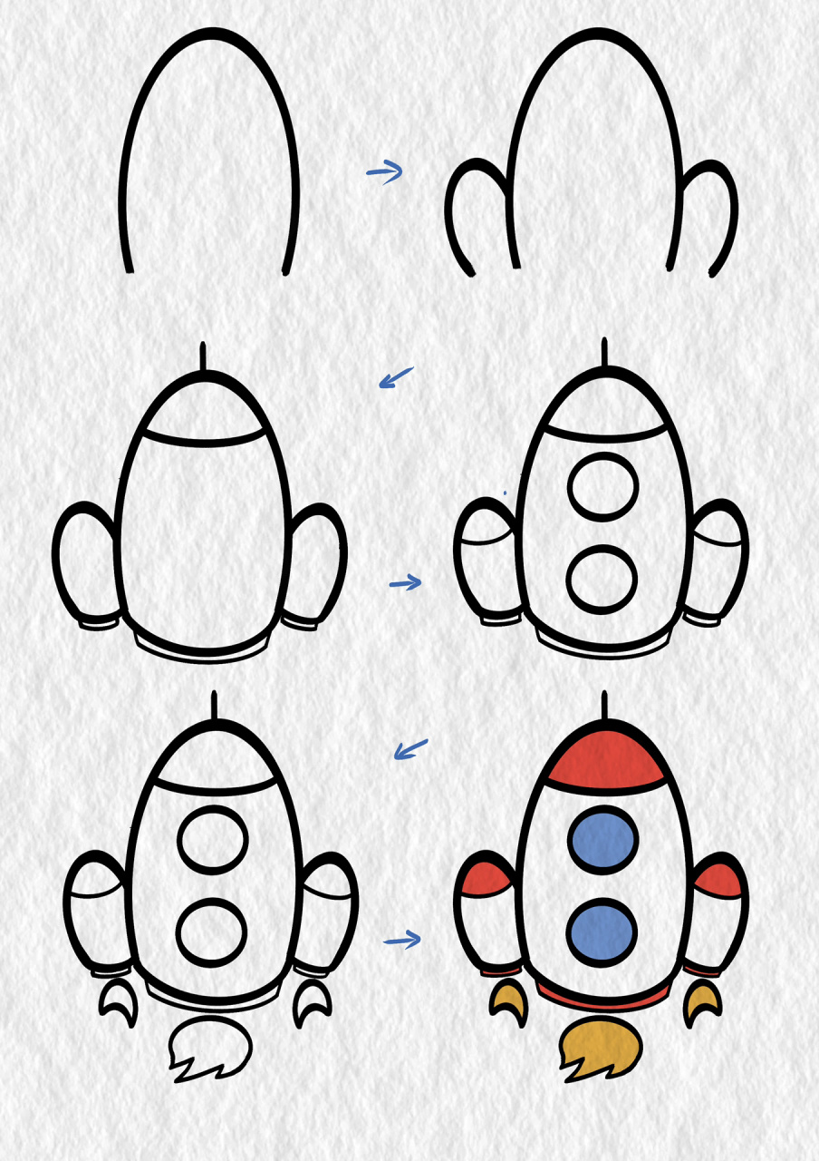 卡通火箭简笔画简单图片
