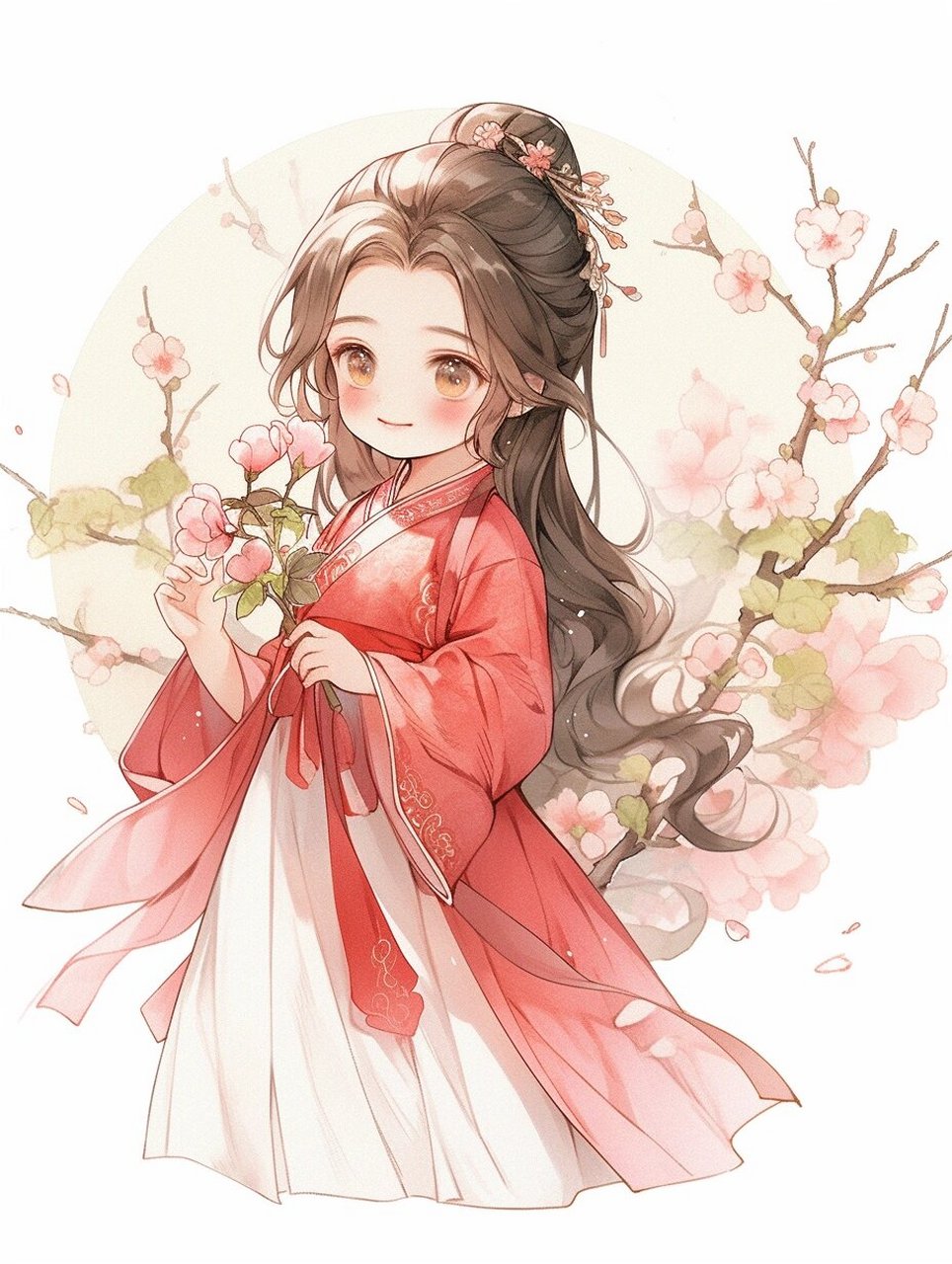 古风女生壁纸 ‖  烟雨桃花,仙子舞落