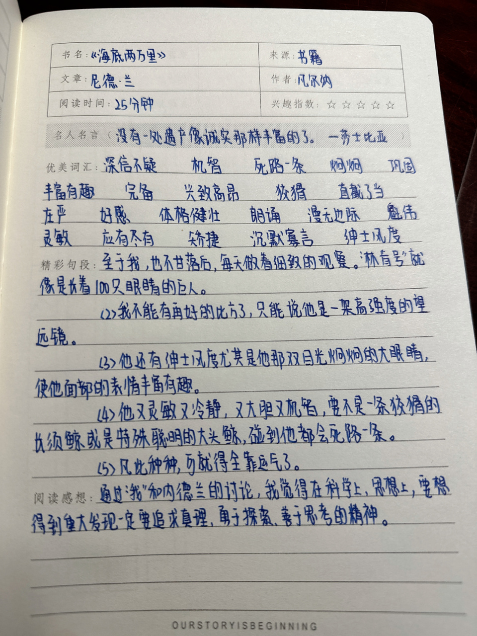 《海底两万里》第四章读书笔记 来咯