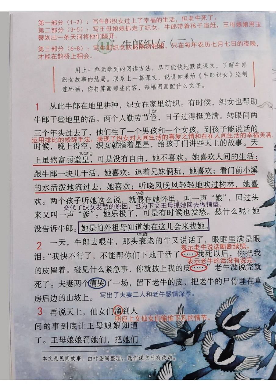超详笔记 统编版小学语文五年级上册课文11《牛郎织女 (二)》超详细