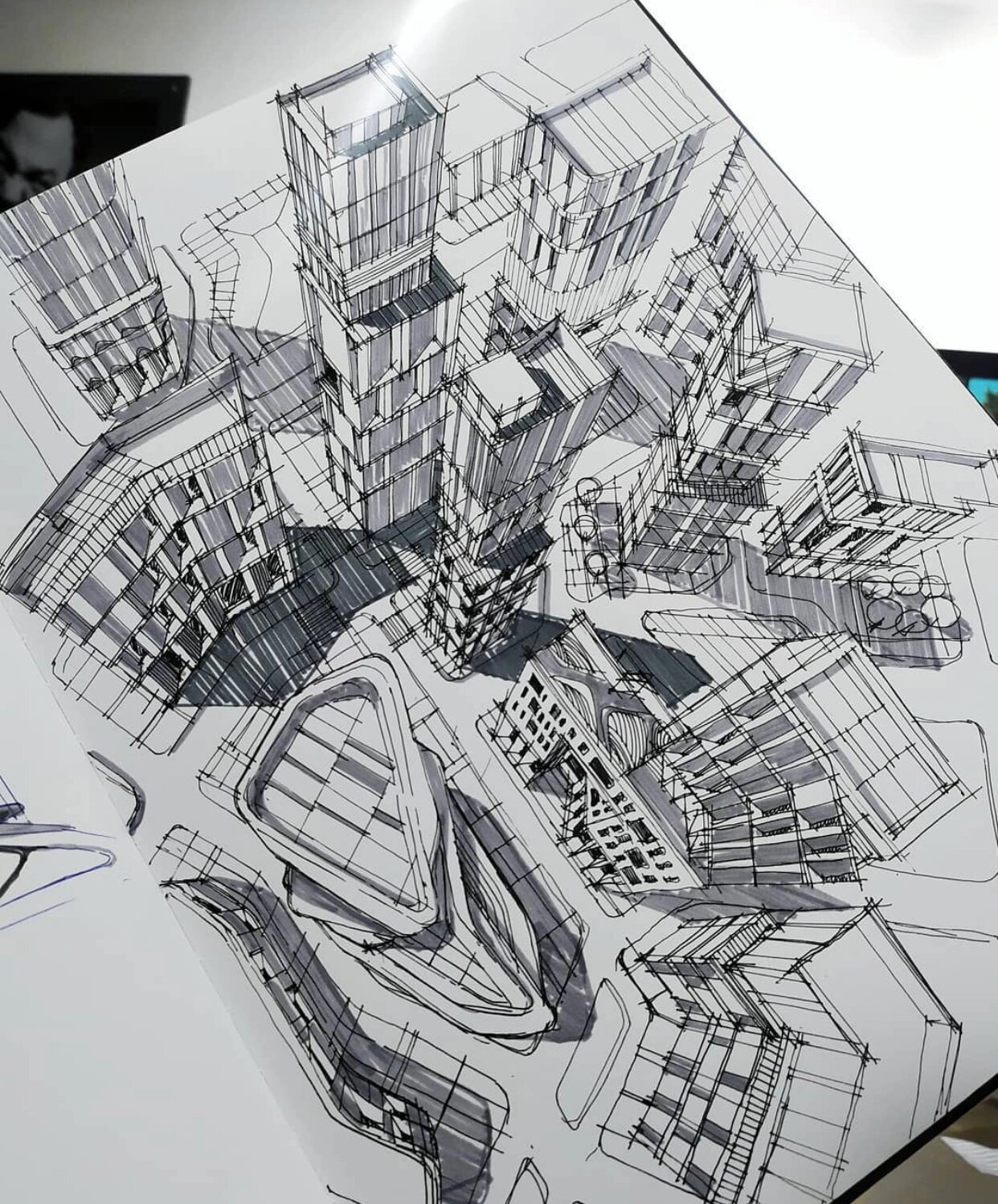 建筑设计手绘俯视图