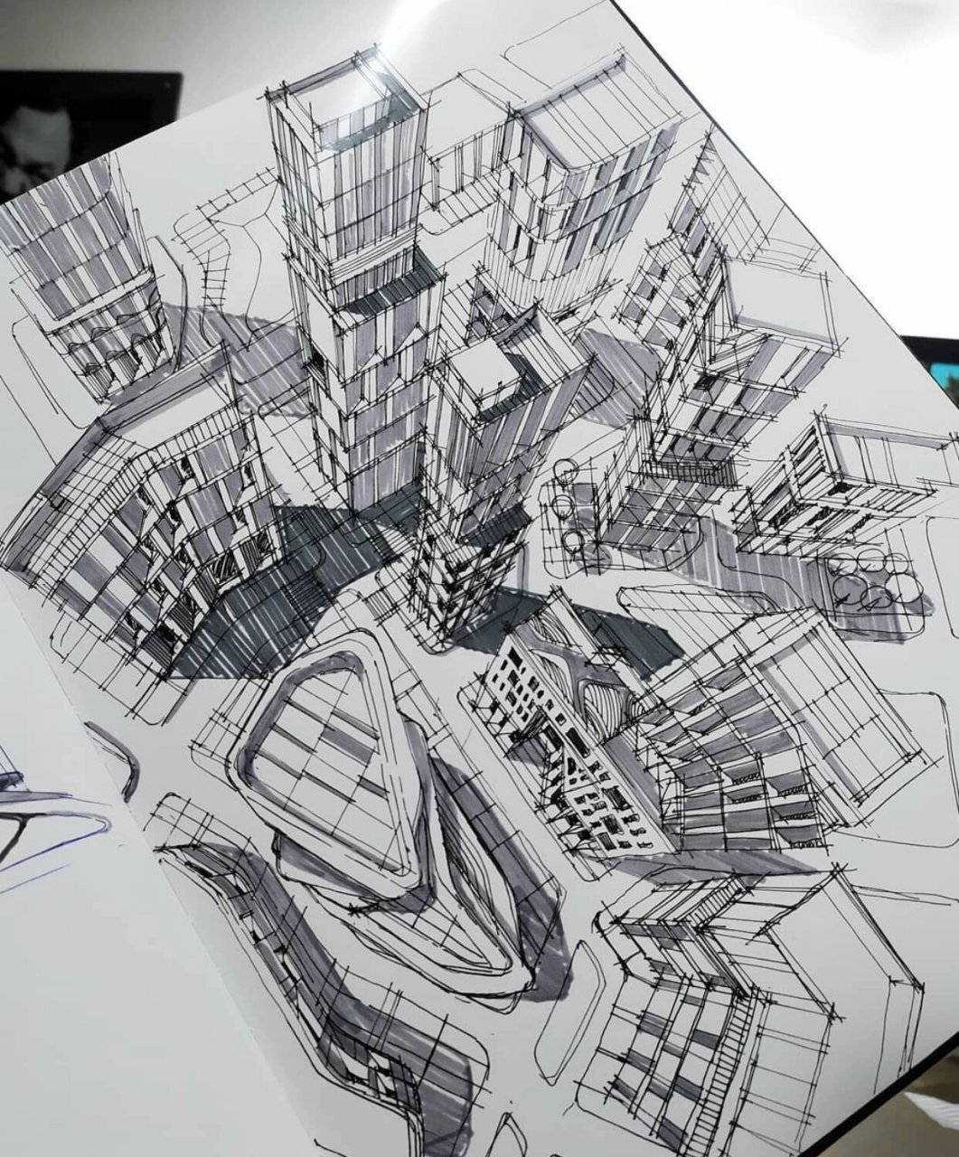 建筑设计手绘俯视图