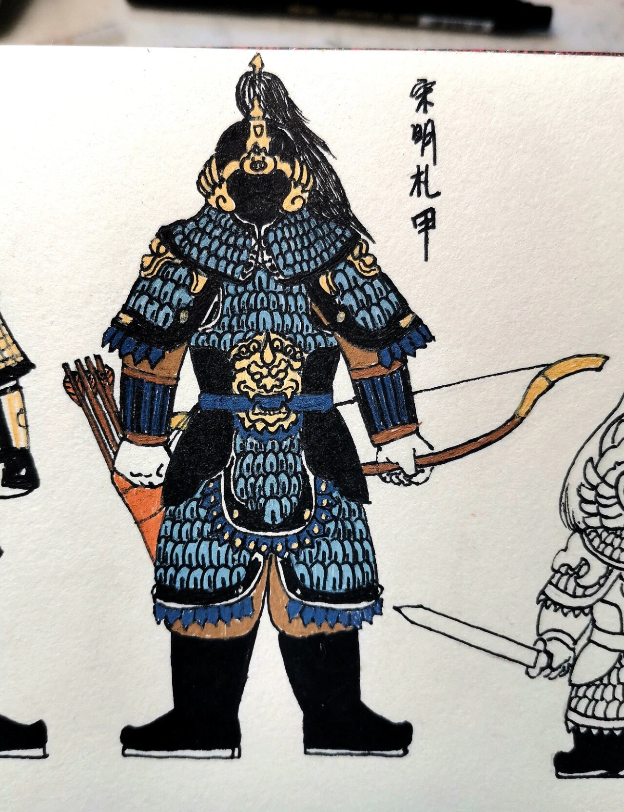 中国铠甲教程,漫画小人,冷兵器学画画