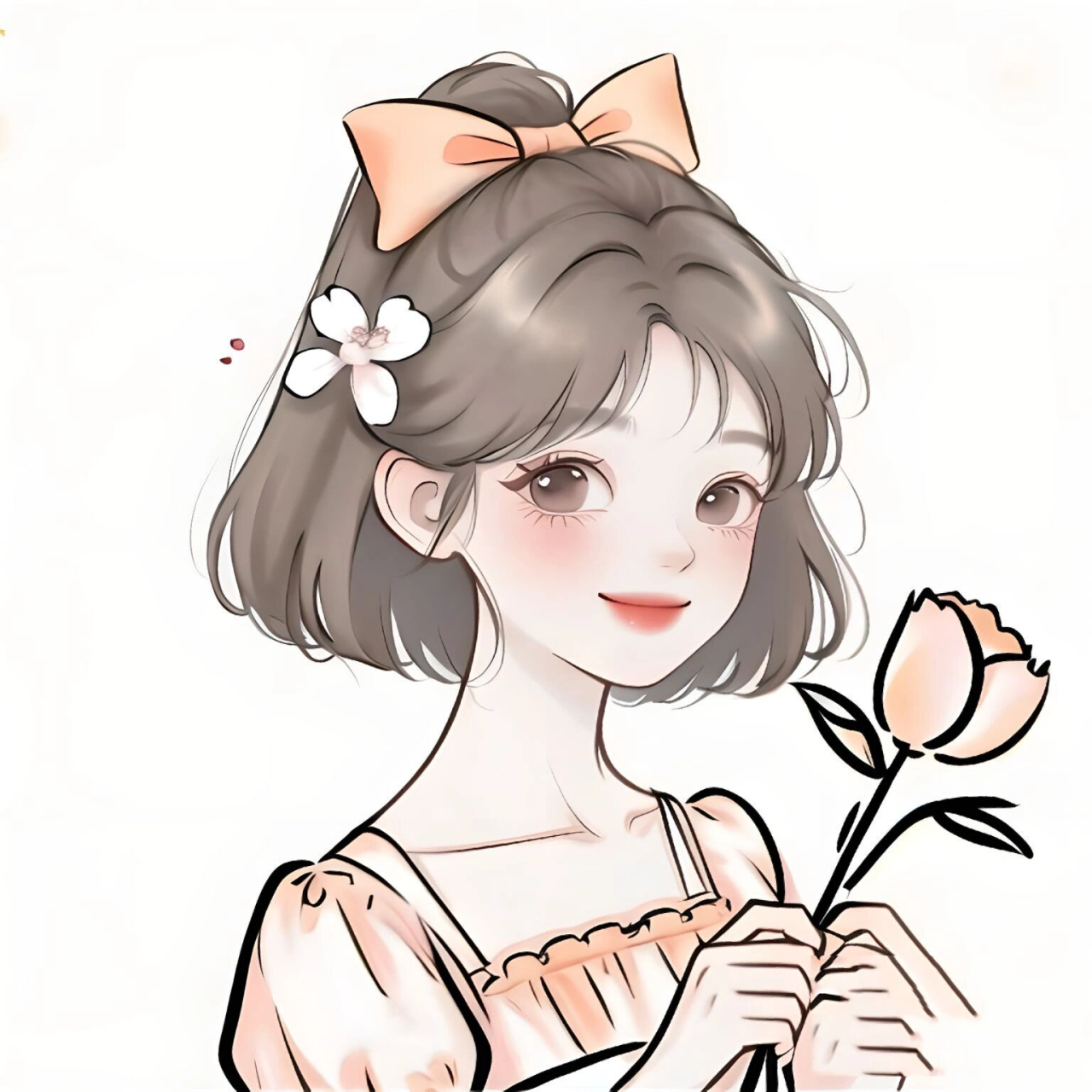 极简头像/短发捧花女孩头像 今天来一期短发女孩的头像 简简单单,干净