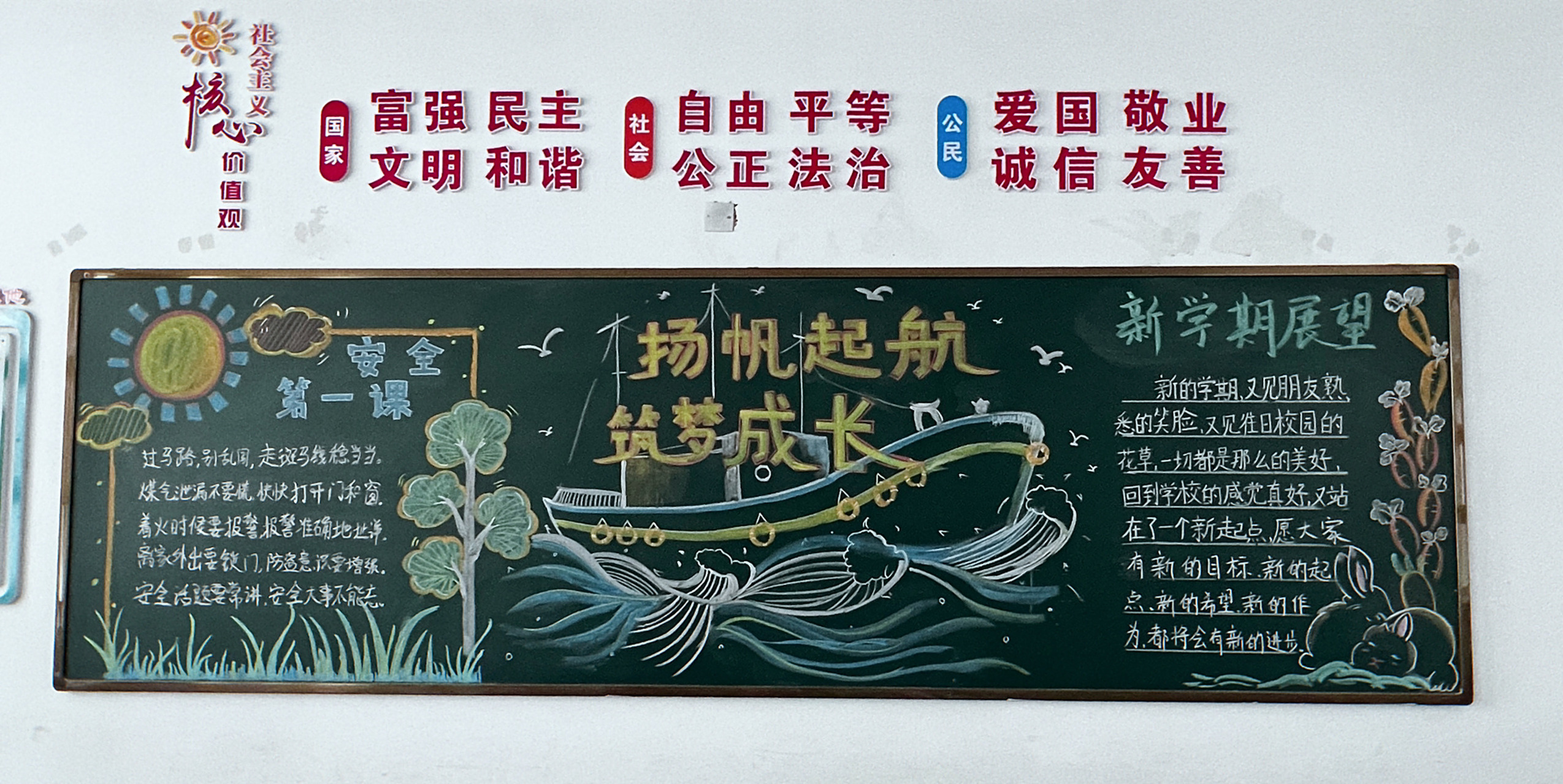 新学期 扬帆起航 黑板报