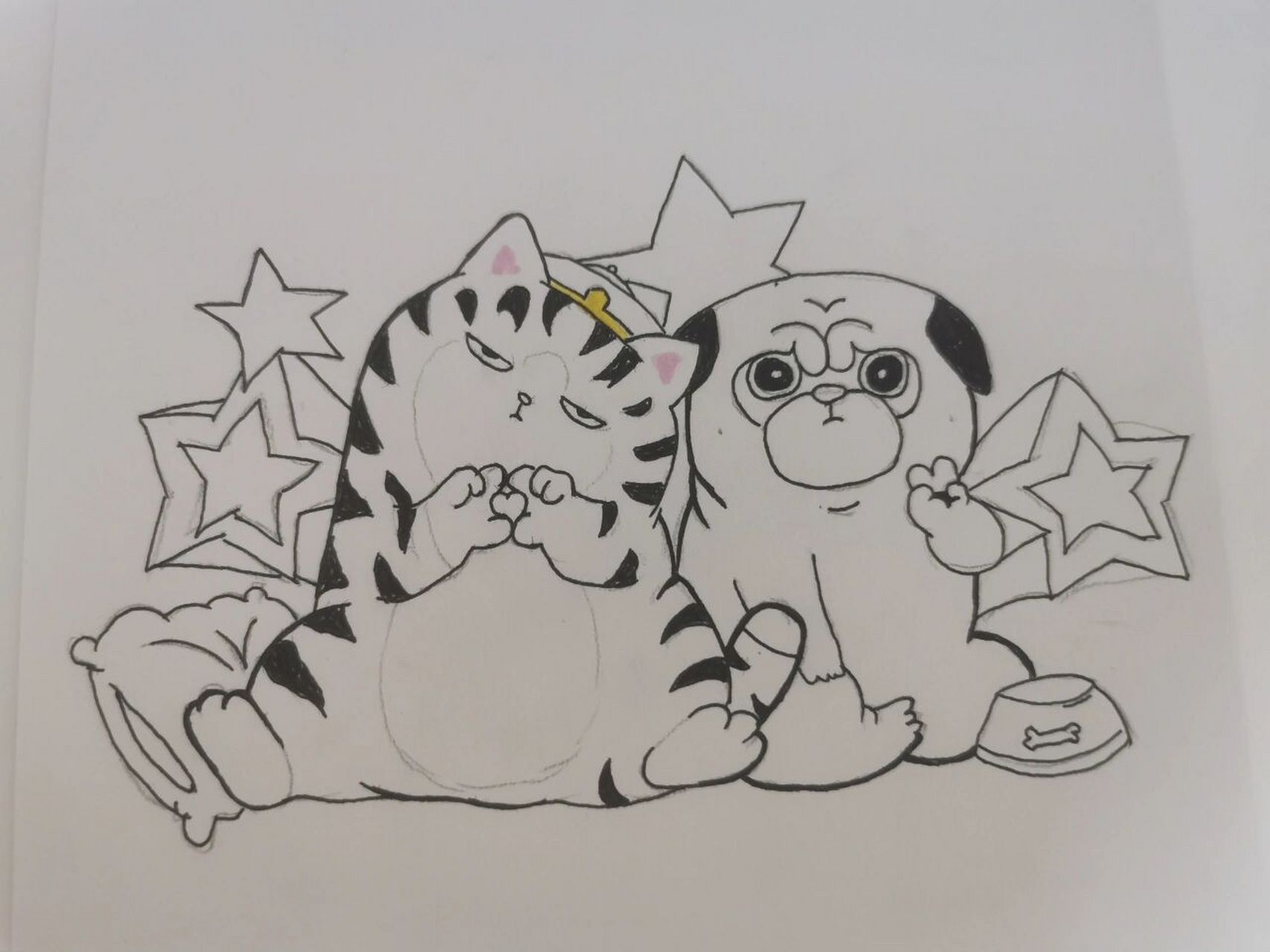 吾皇万睡简笔画 疫情隔离在家,不能出去,在家画画好了