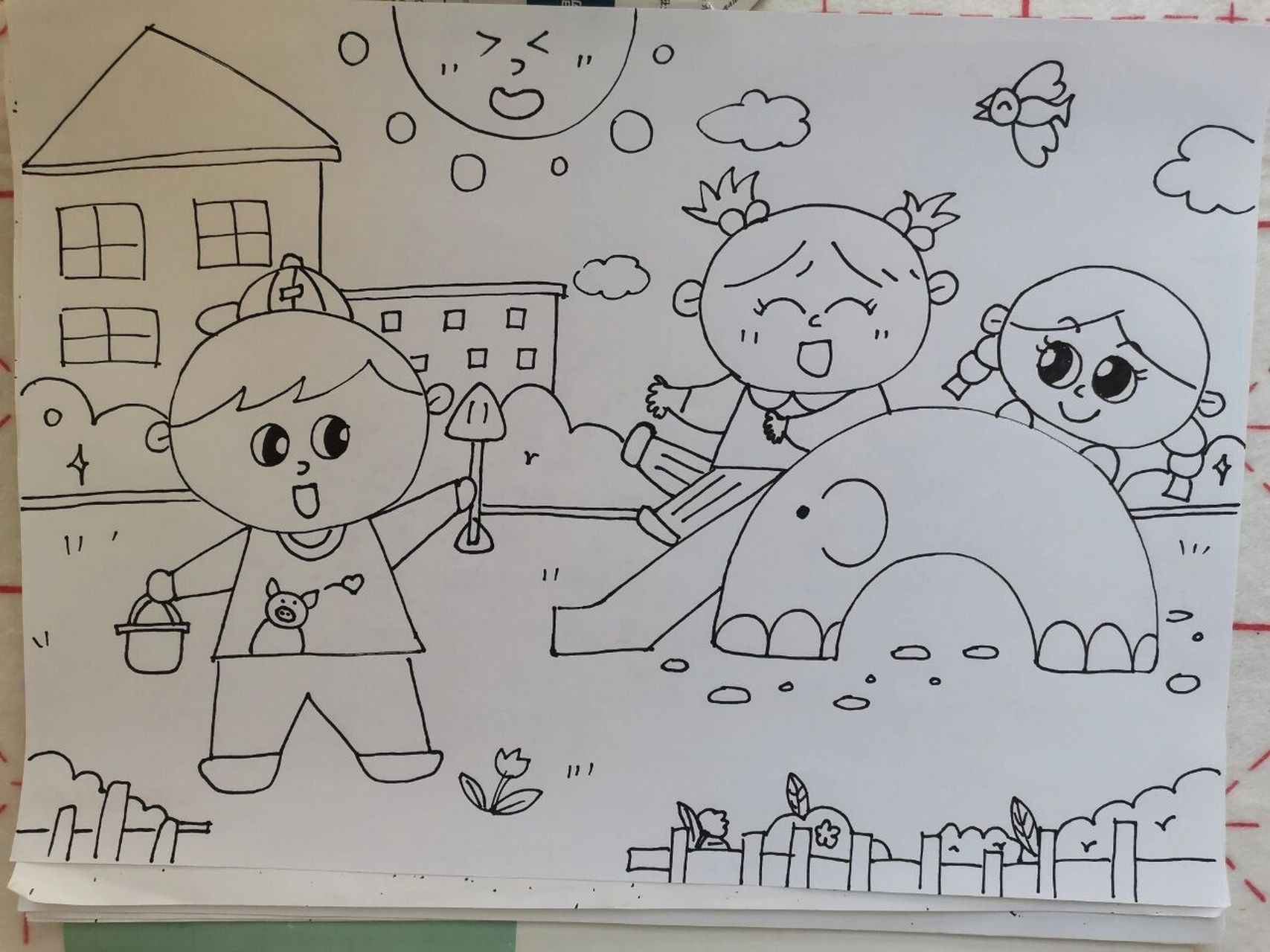 幼儿园里真快乐绘画图片