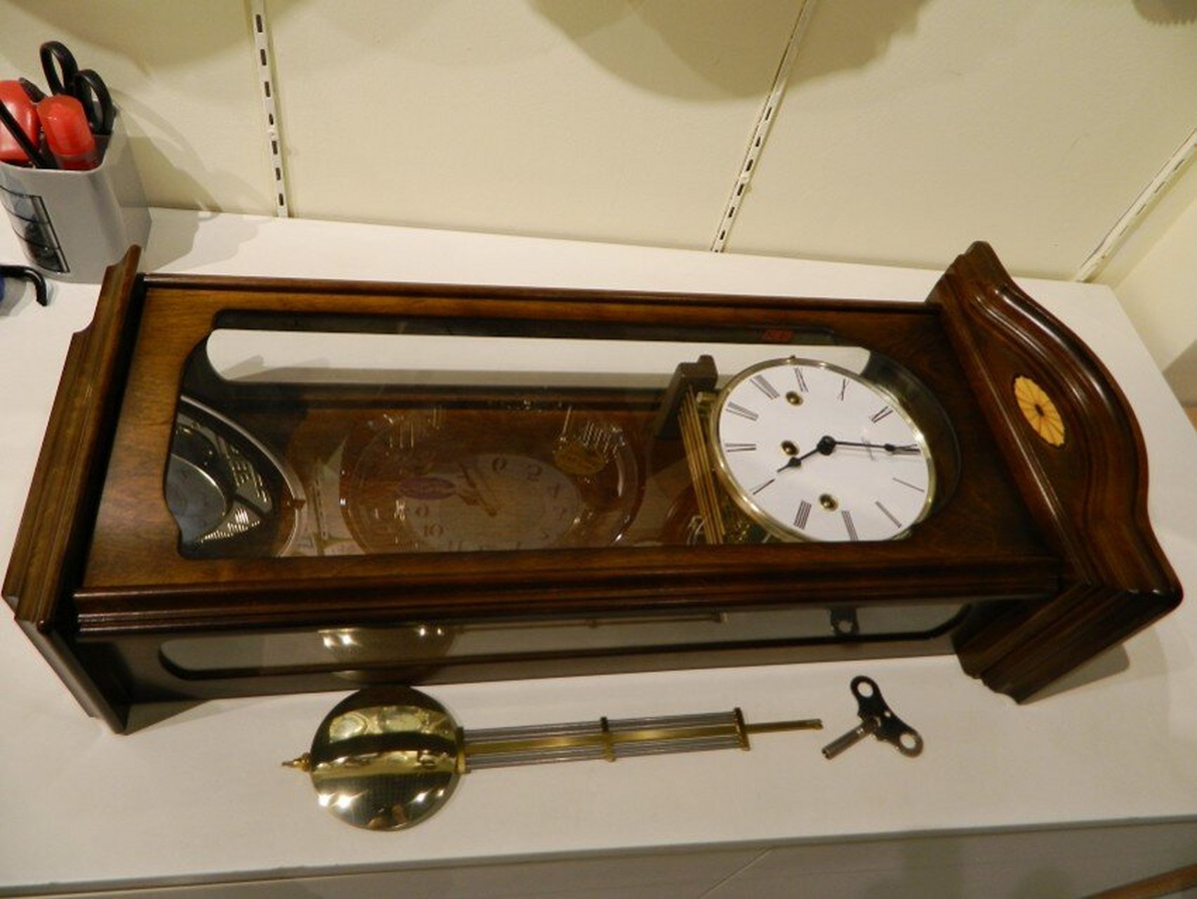 客人拿来十多年前买的德国赫姆勒五音机械挂钟保养好了;赫姆勒,德国