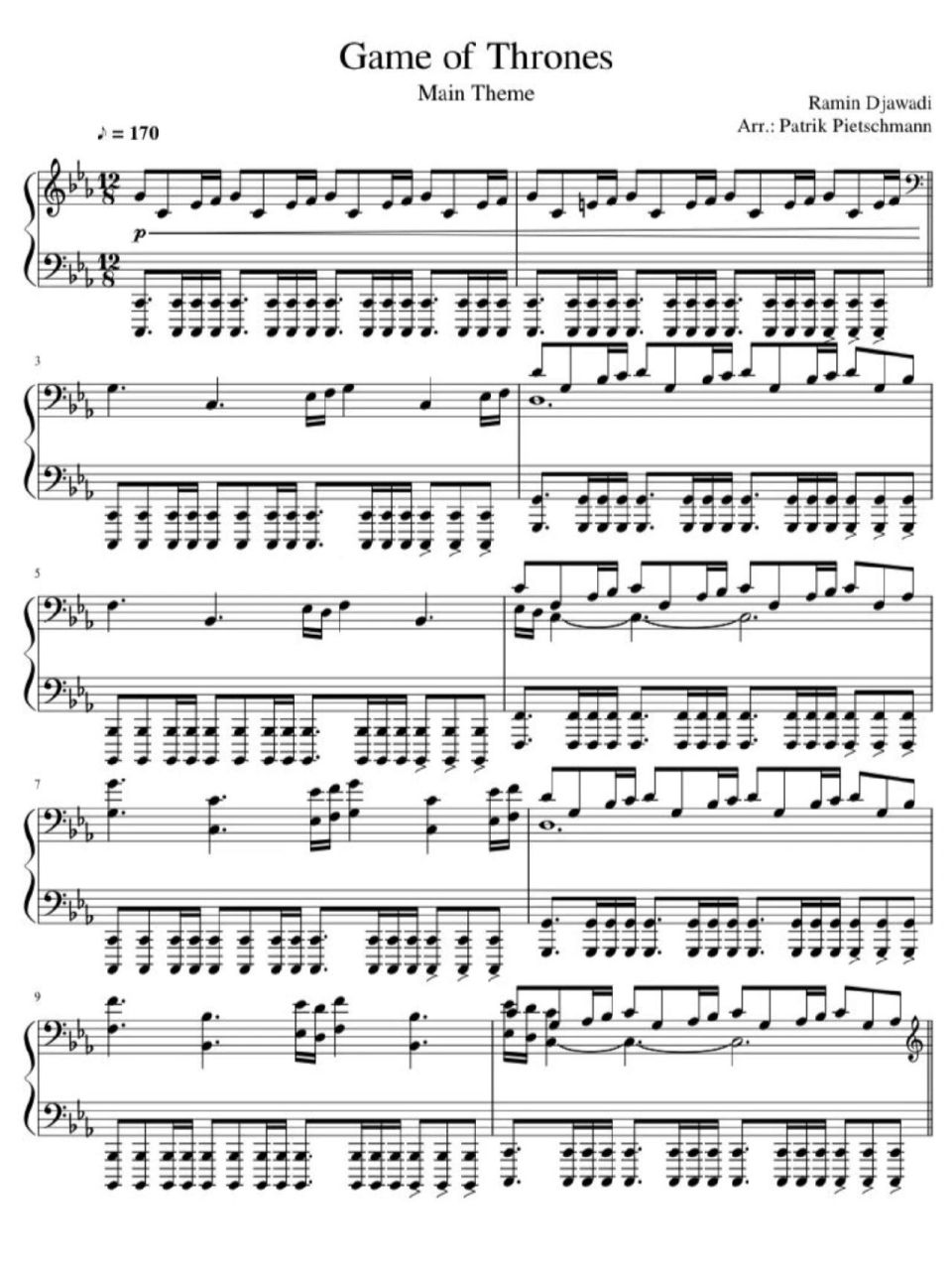 《权力的游戏》完整版乐谱
