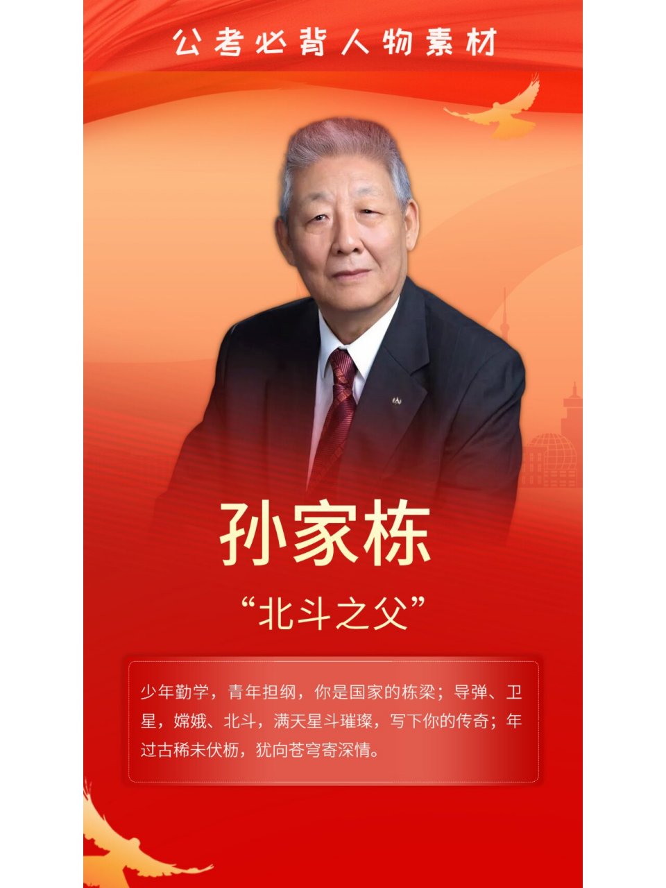 公考必背人物素材37:北斗之父——孙家栋