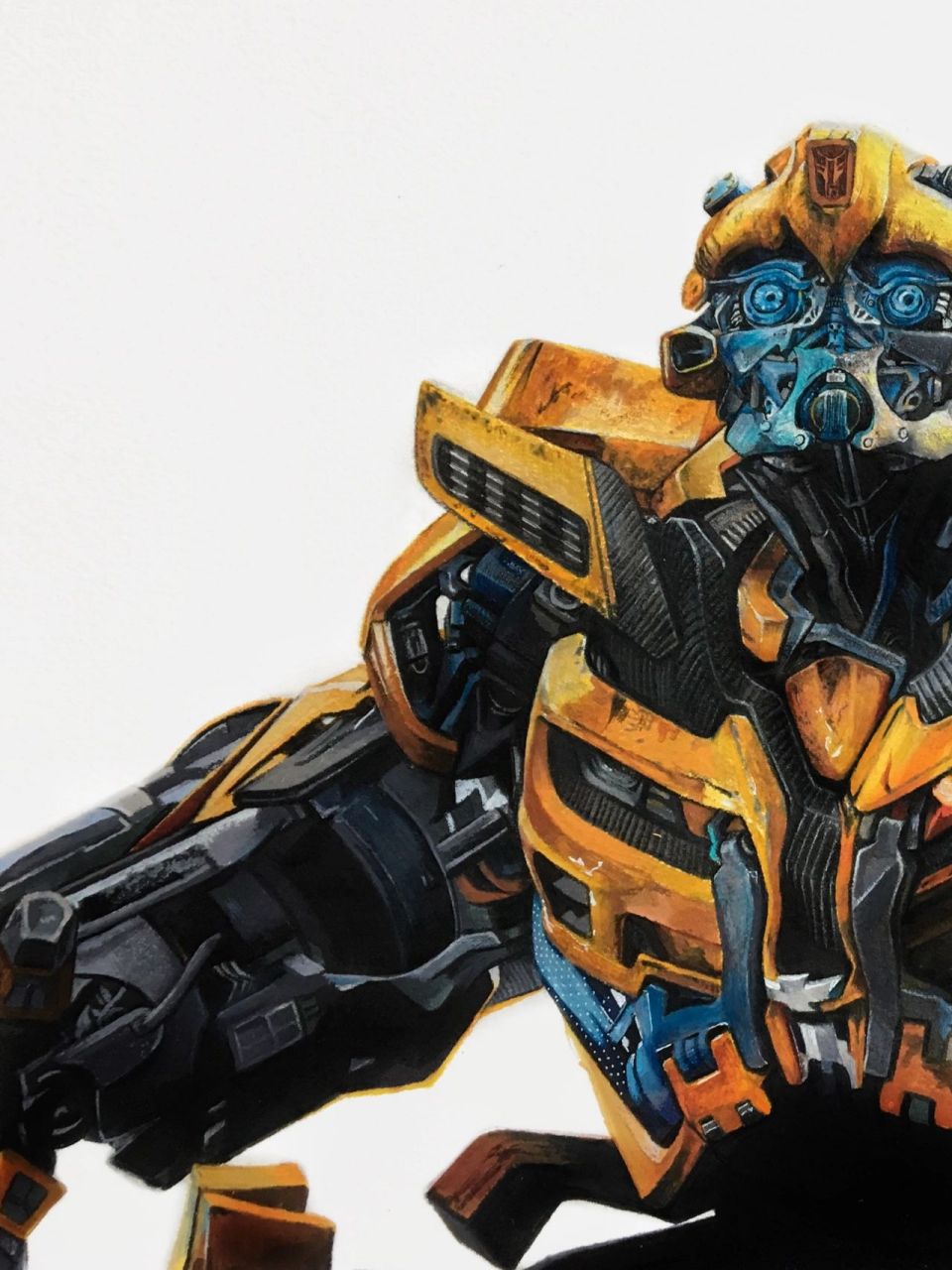 彩铅手绘|变形金刚大黄蜂 彩铅手绘——变形金刚大黄蜂 尺寸:50×75cm