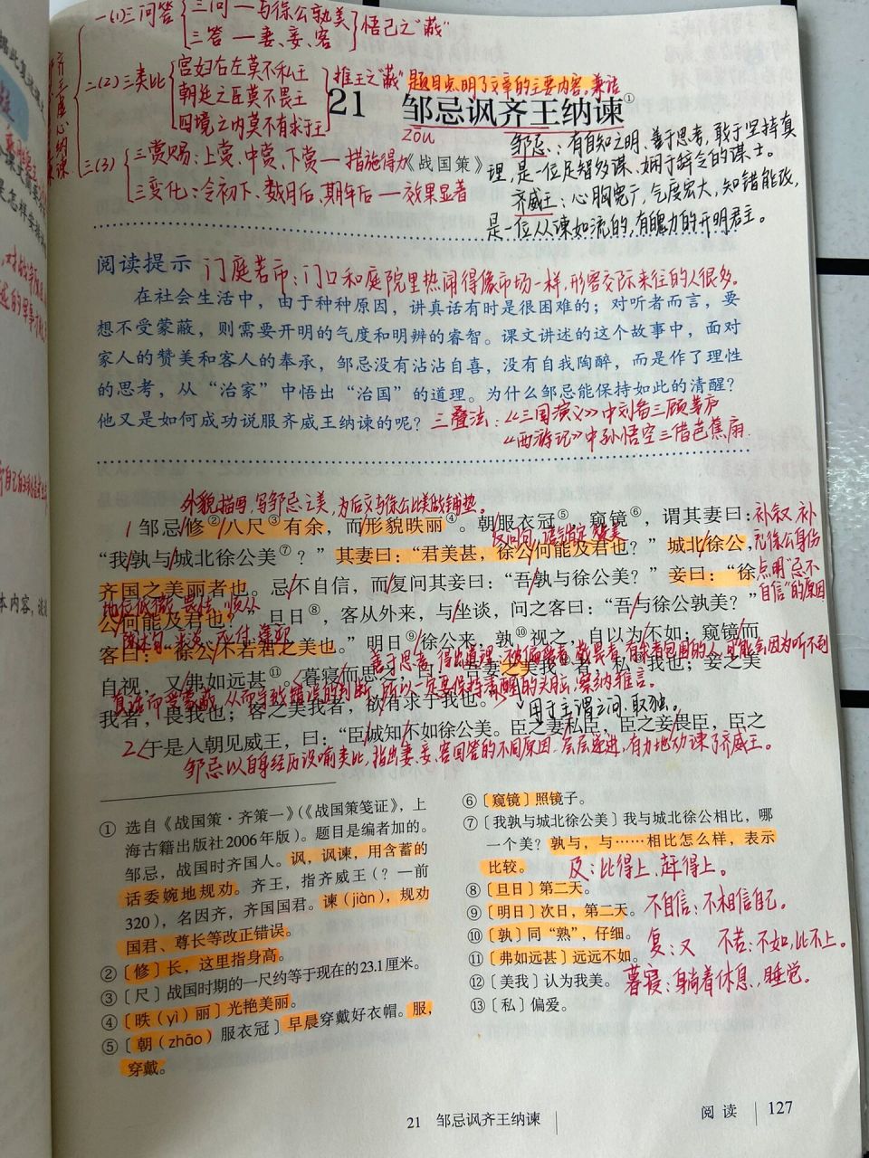 21《邹忌讽齐王纳谏》 邹忌修八尺有余,而形貌昳丽.