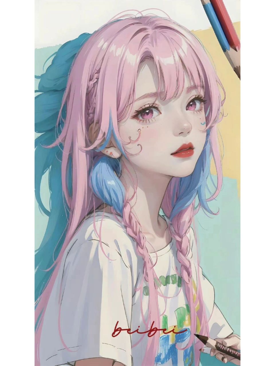 ai 绘图 今天分享一组彩虹少女壁纸! 出处:dy 蓓蓓