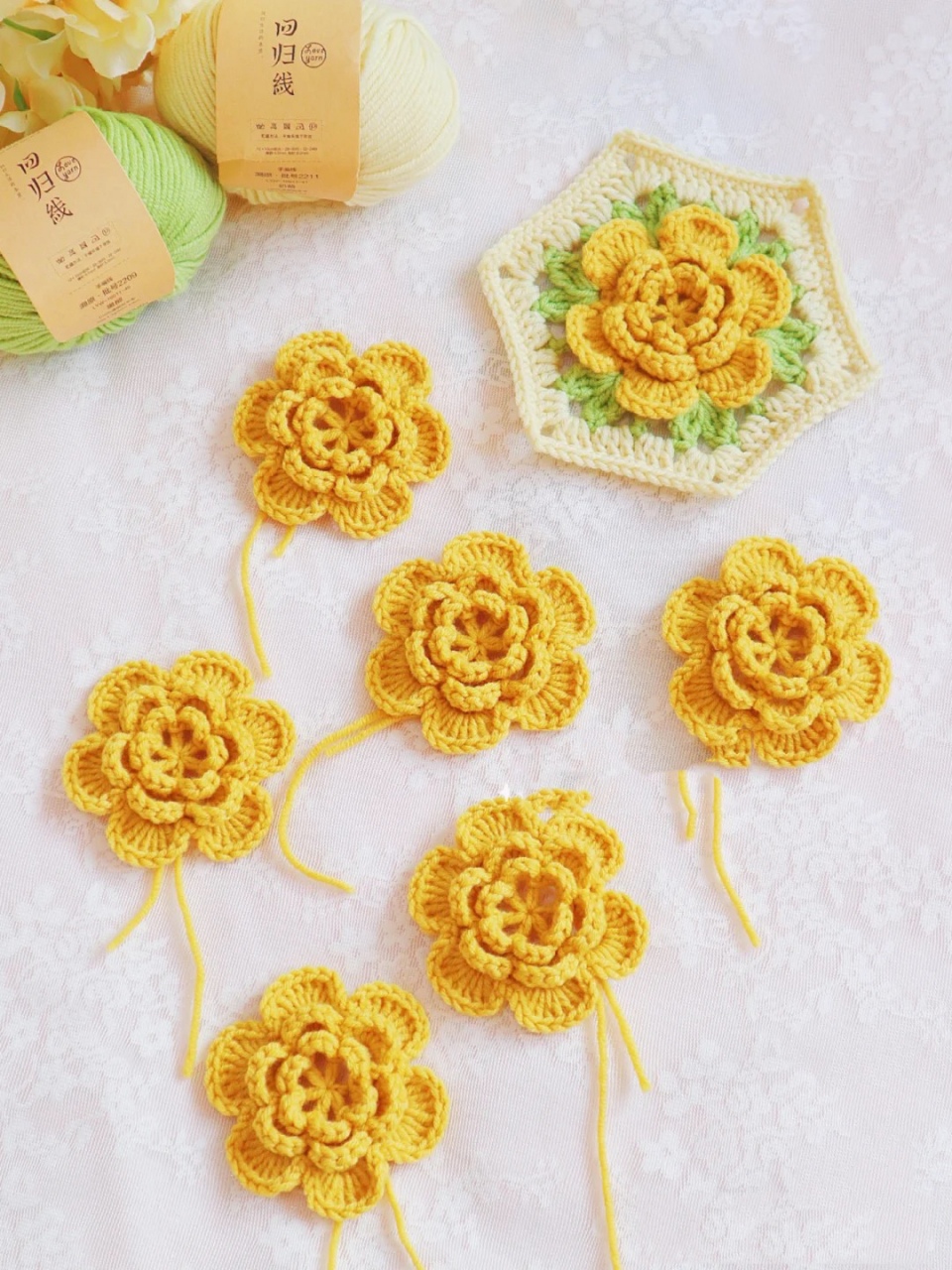 钩针/立体花图解 有段时间特别喜欢钩这种立体花 无聊的时候打发打发