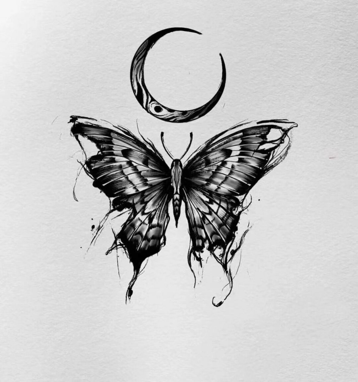 海娜纹身手绘图案分享|蝴蝶🦋 这种适合大面积画的蝴蝶 画在肩膀上